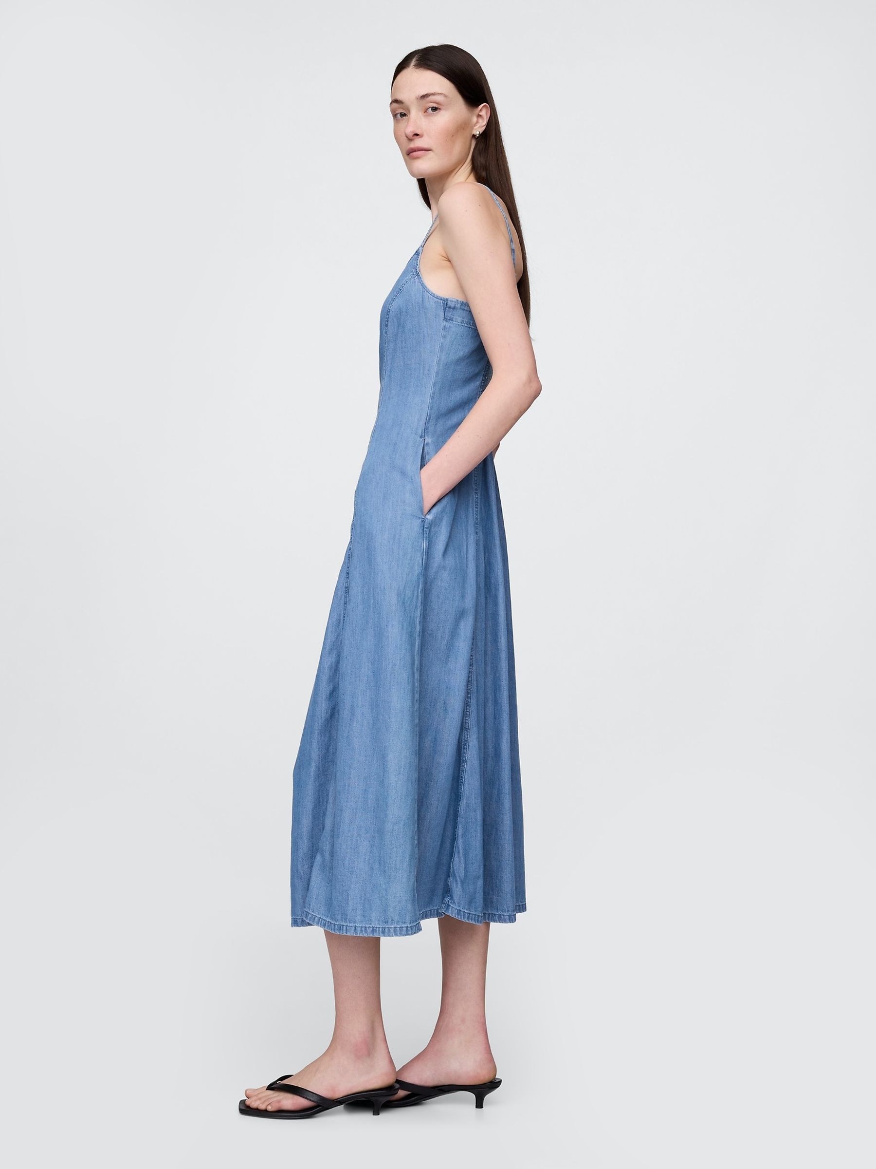 Blue Denim Sleeveless Maxi Dress - Image 3 of 5