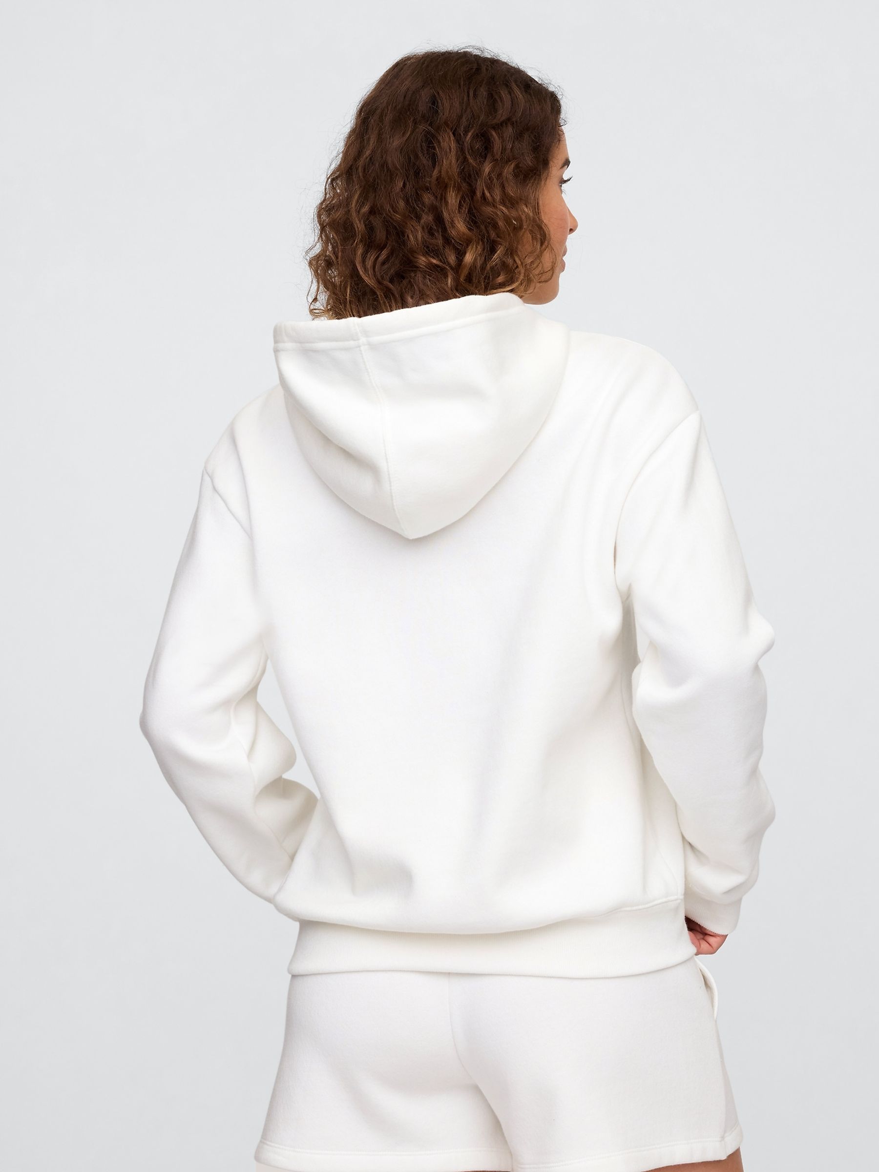 White Pullover Relaxed Logo Hoodie | Gap