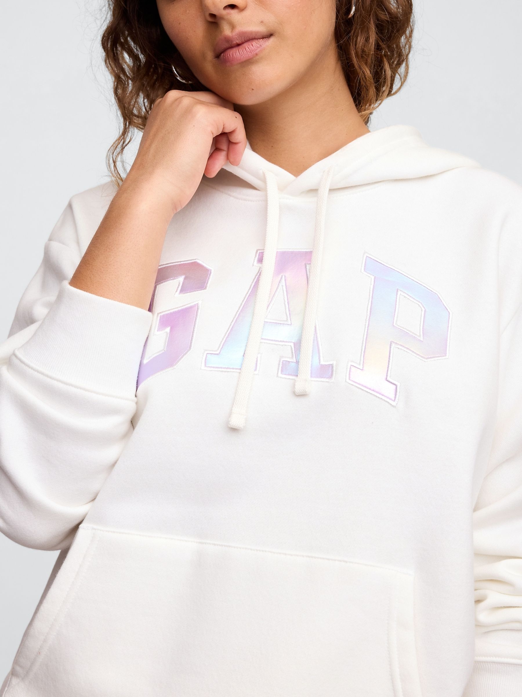 White Pullover Relaxed Logo Hoodie - Image 4 of 5
