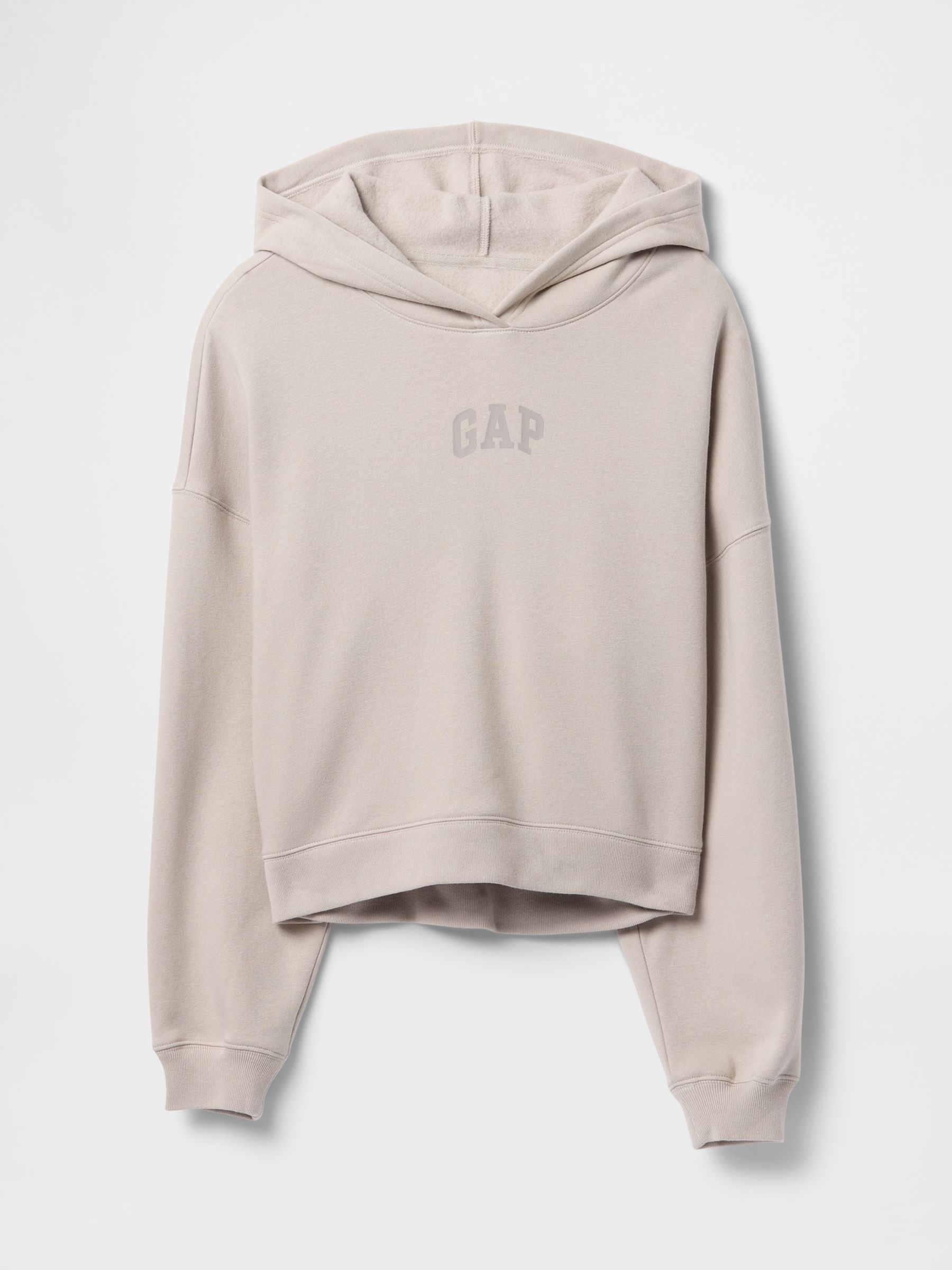 Brown Relaxed Mini-Logo Cropped Hoodie - Image 4 of 4