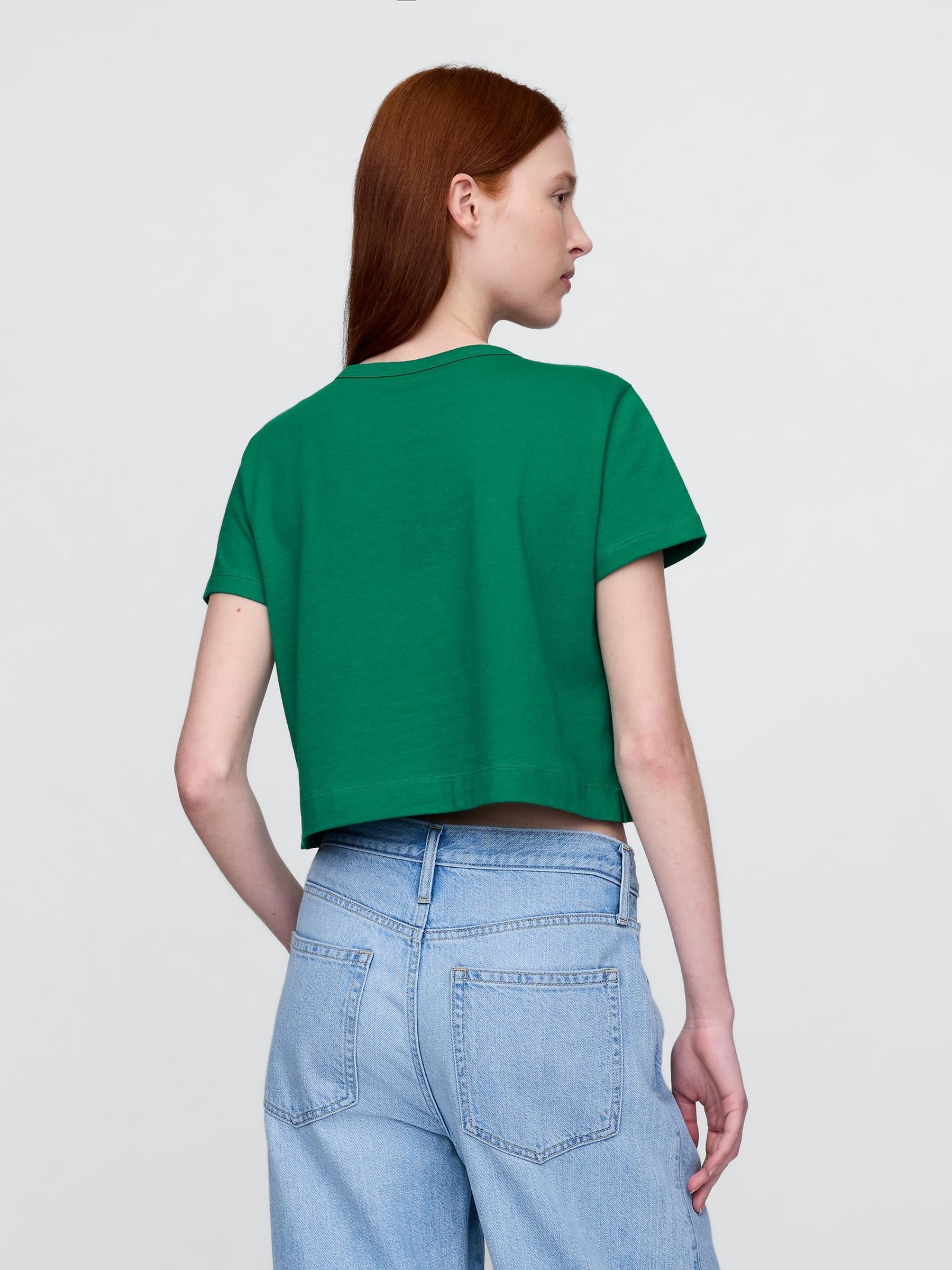 Green Organic Cotton VintageSoft Cropped T-Shirt - Image 2 of 4