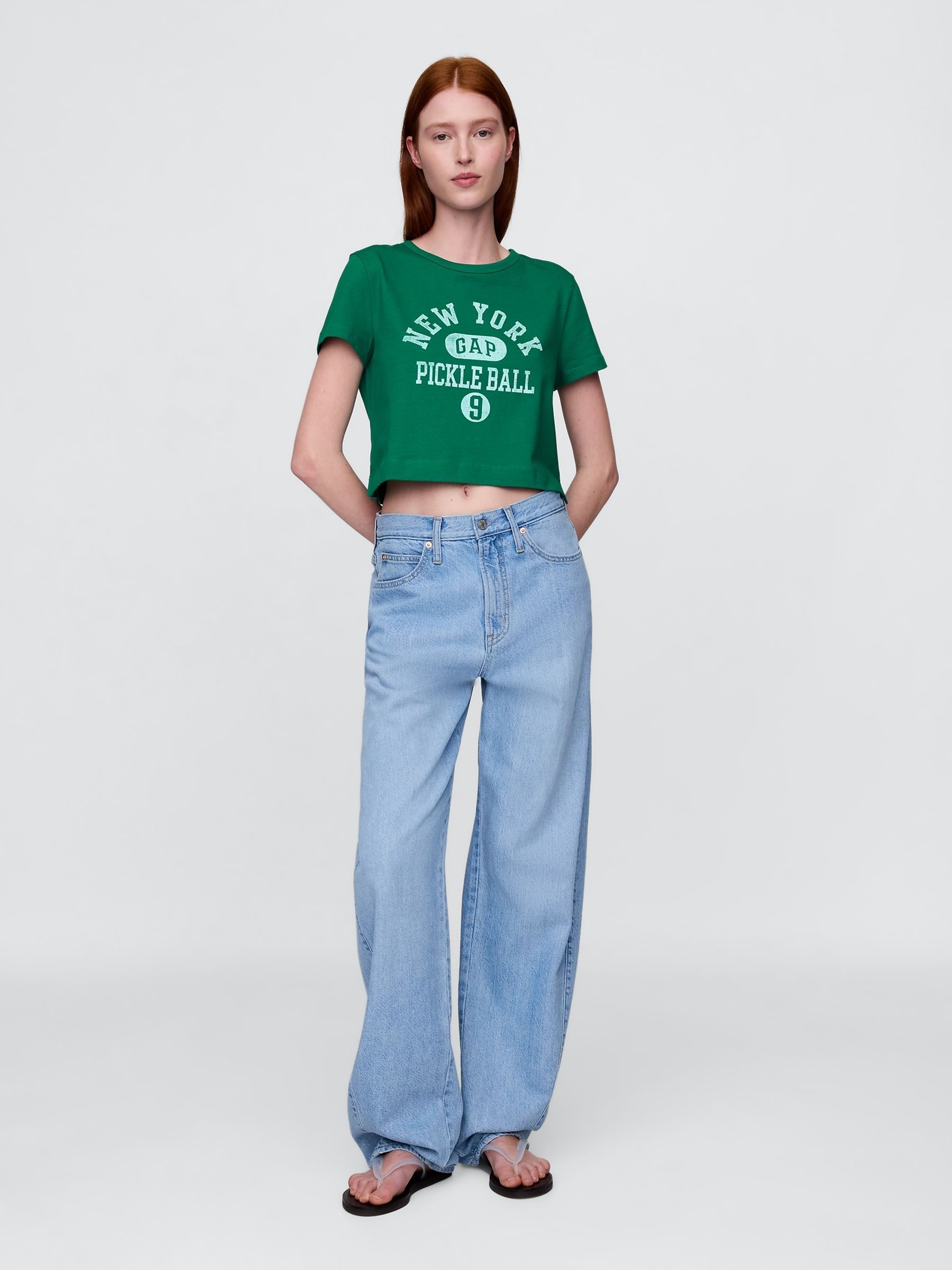 Green Organic Cotton VintageSoft Cropped T-Shirt - Image 3 of 4