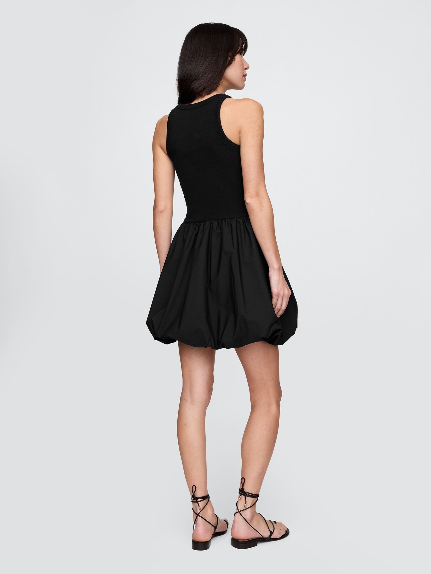 Black Soft Stretch Bubble Mini Dress - Image 2 of 5