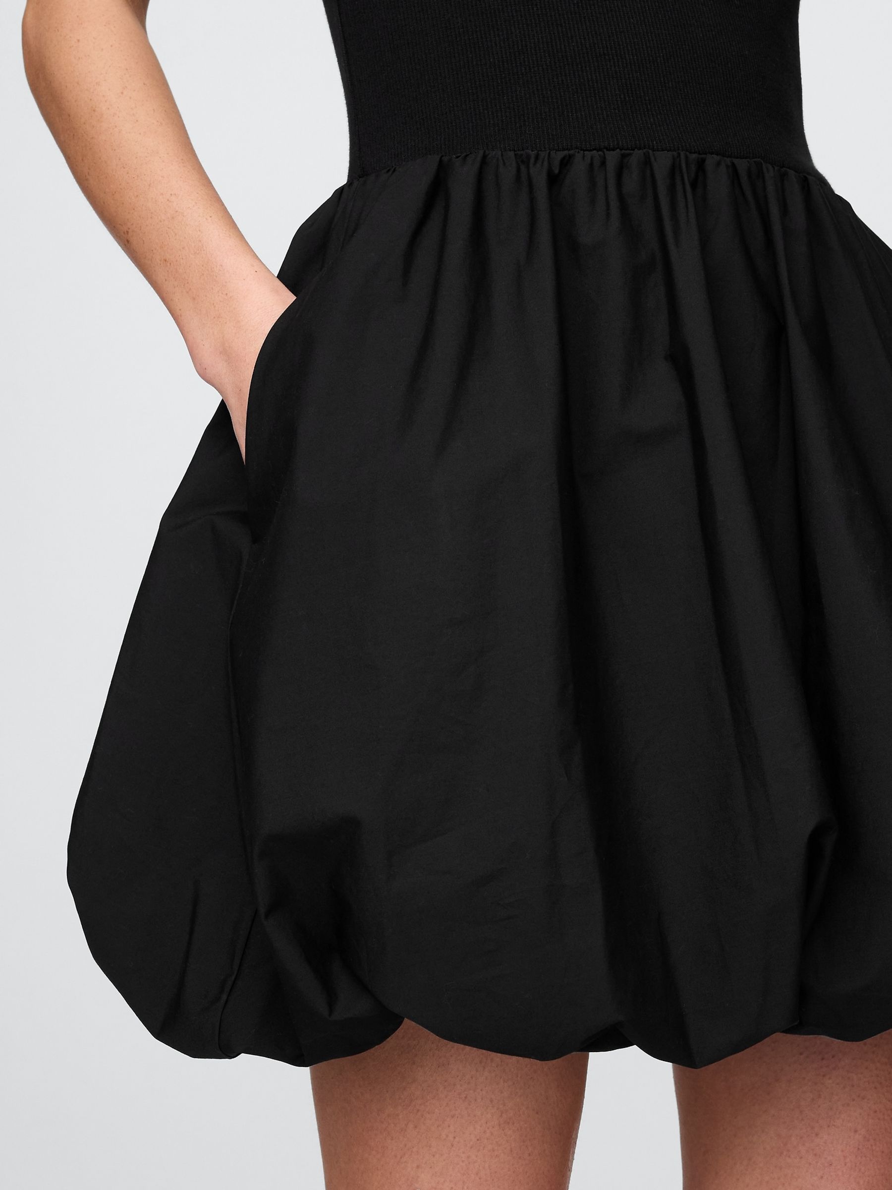 Black Soft Stretch Bubble Mini Dress - Image 4 of 5