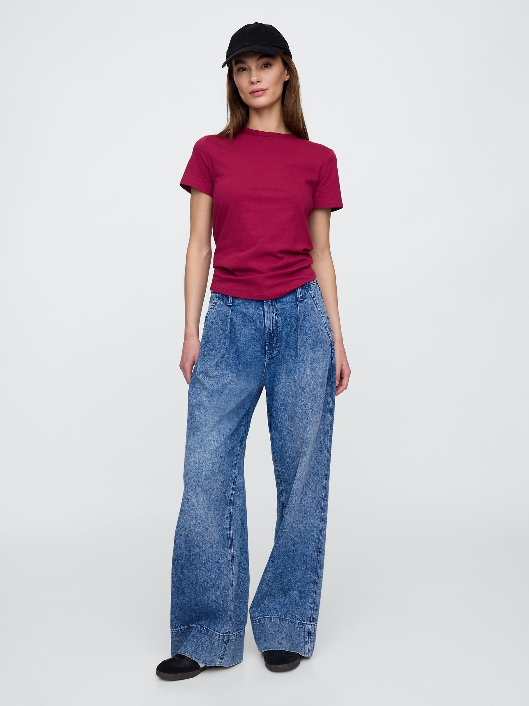 Burgundy Red Crew Neck Favourite Cotton Short Sleeve T-Shirt - Image 3 of 5