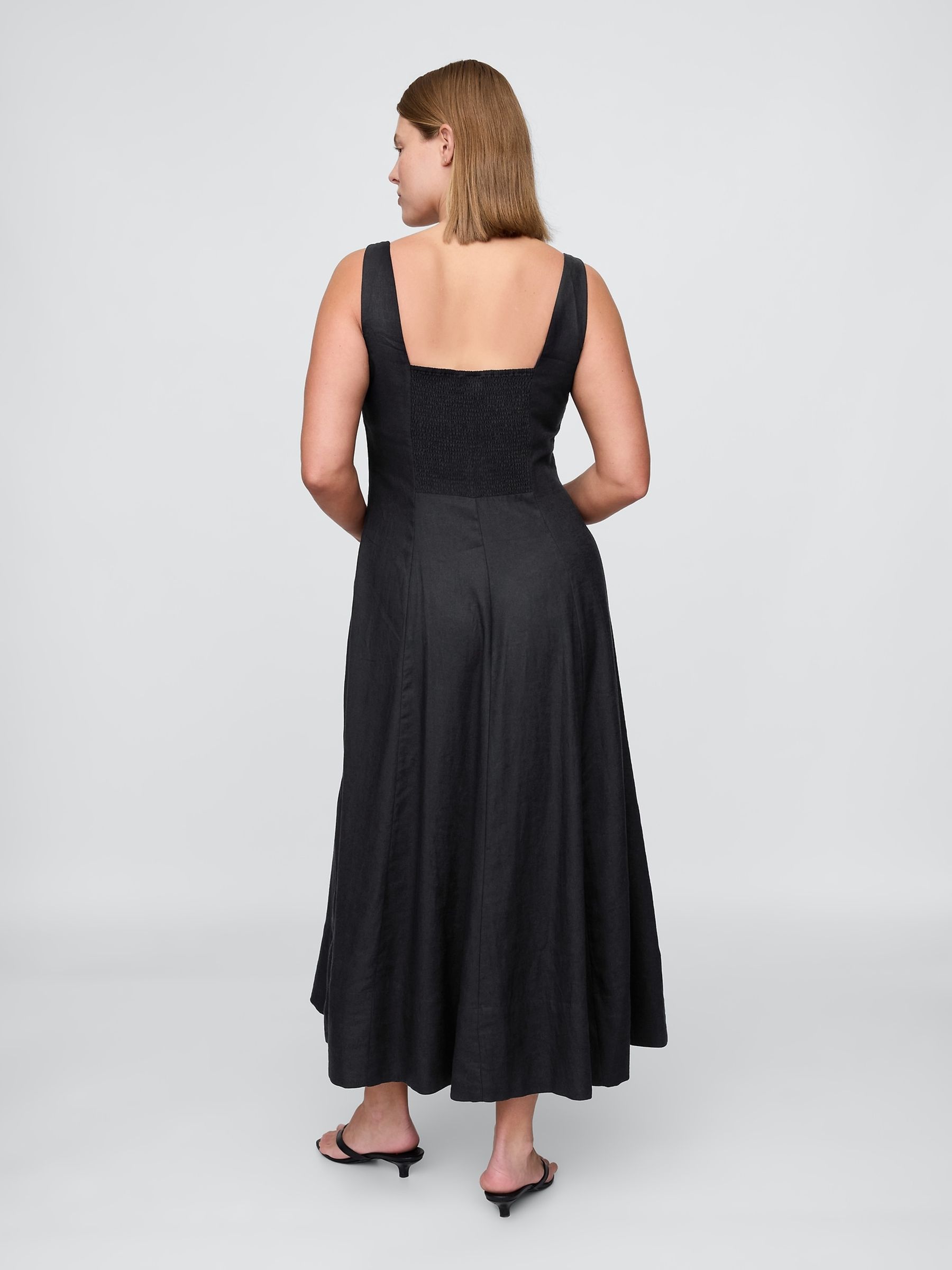 Black Linen-Blend Square-Neck Maxi Dress - Image 5 of 5
