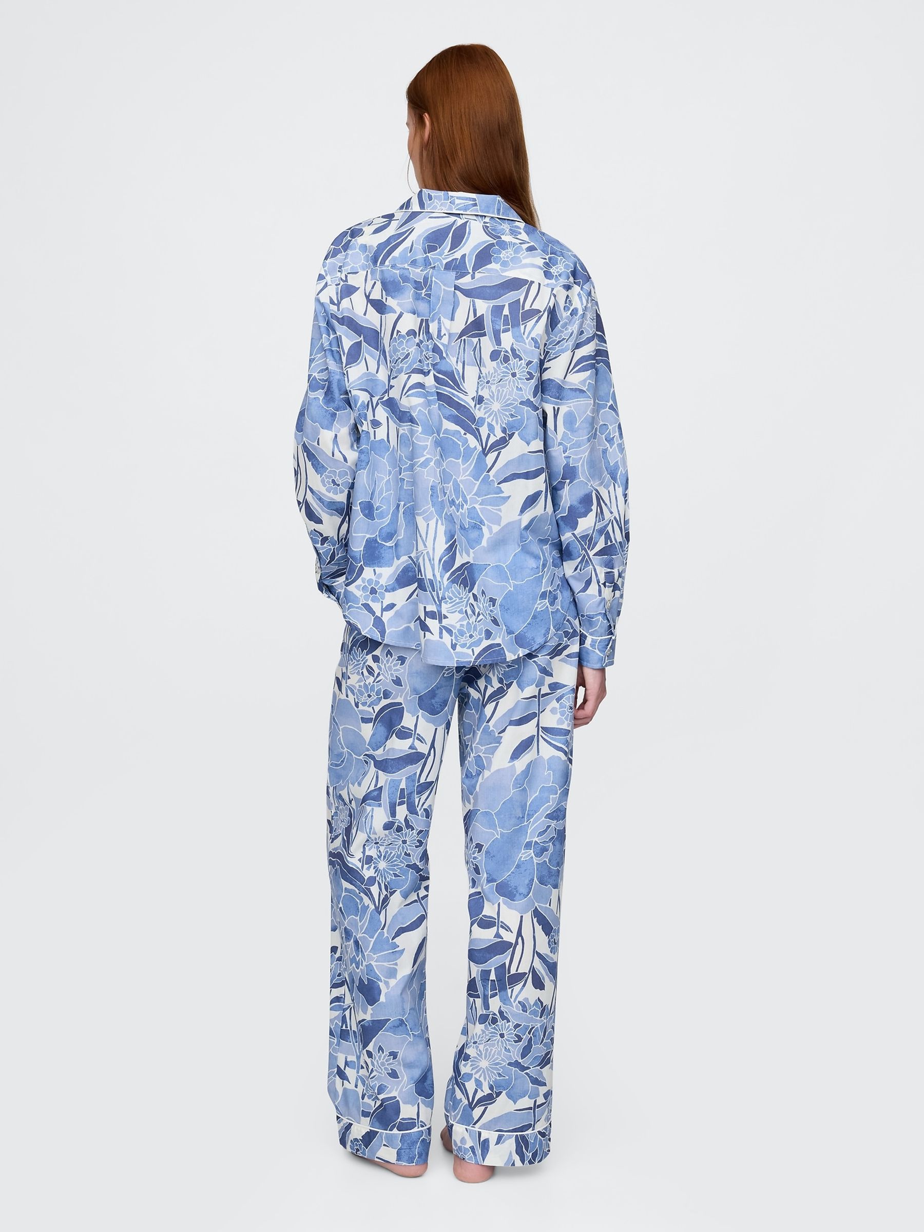 Blue Floral Trouser Cotton Poplin Pyjama Bottoms - Image 2 of 4