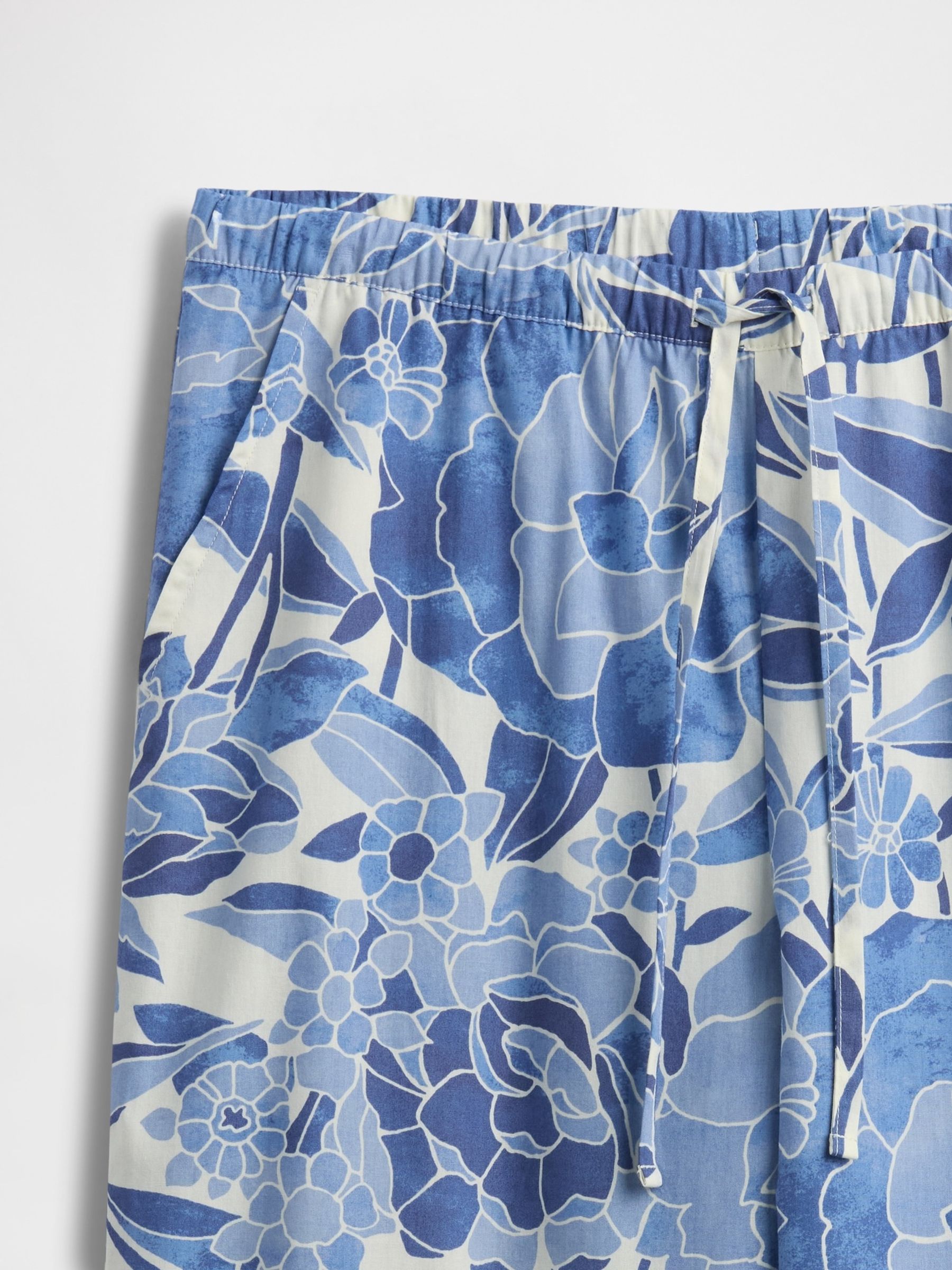 Blue Floral Trouser Cotton Poplin Pyjama Bottoms - Image 4 of 4