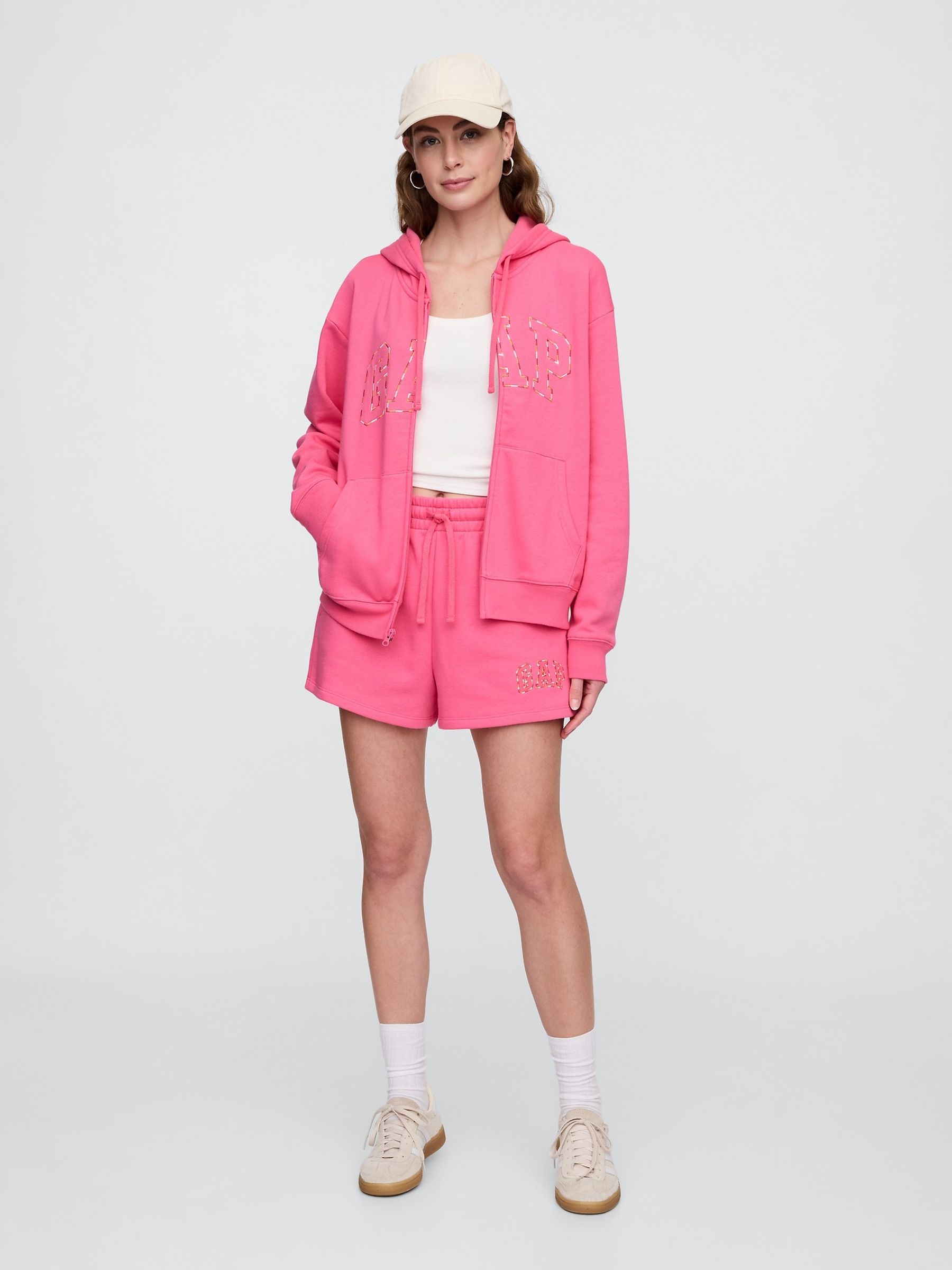 Pink Zip Up Relaxed Logo Hoodie - Image 3 of 5