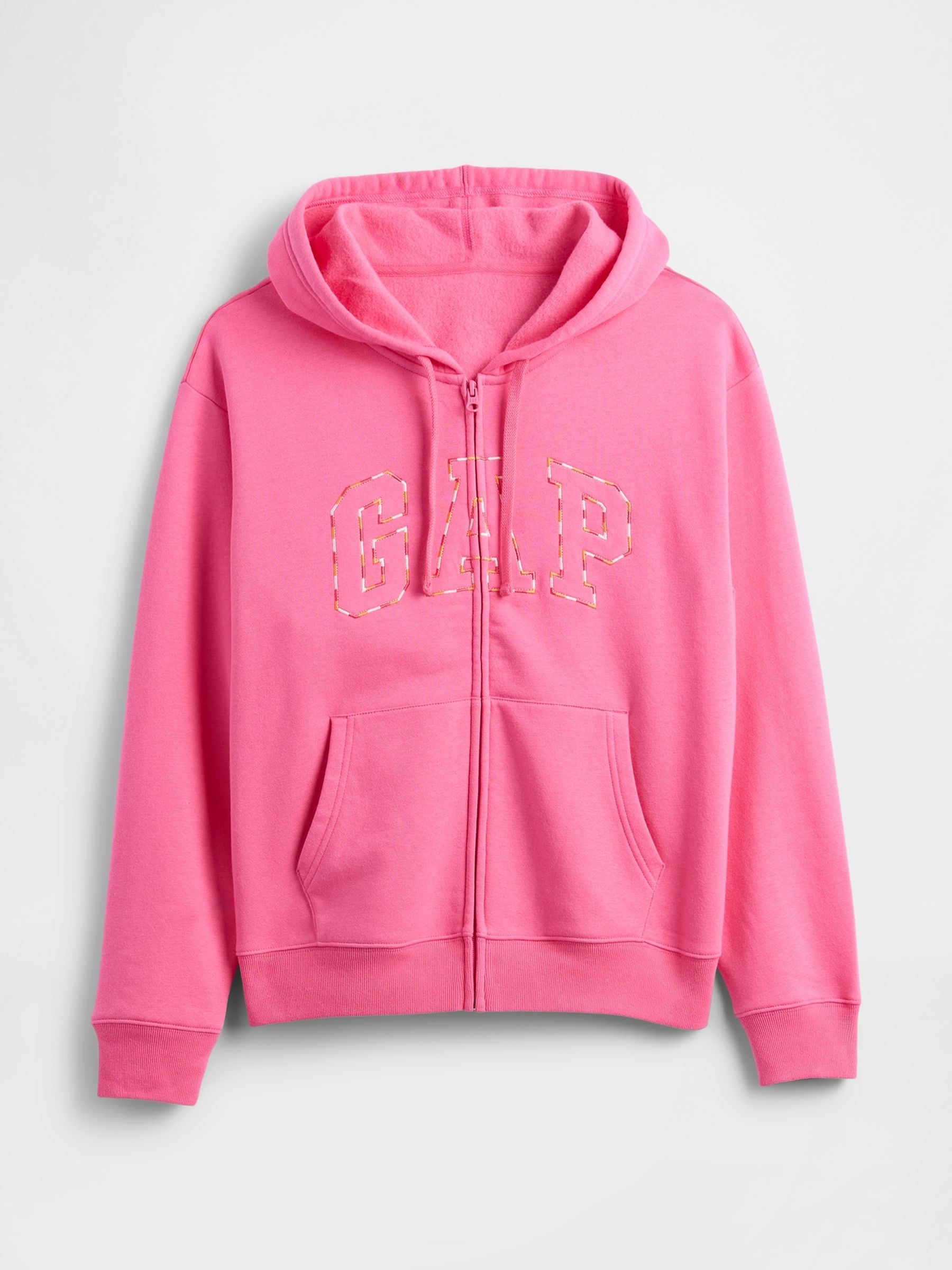 Pink Zip Up Relaxed Logo Hoodie - Image 5 of 5