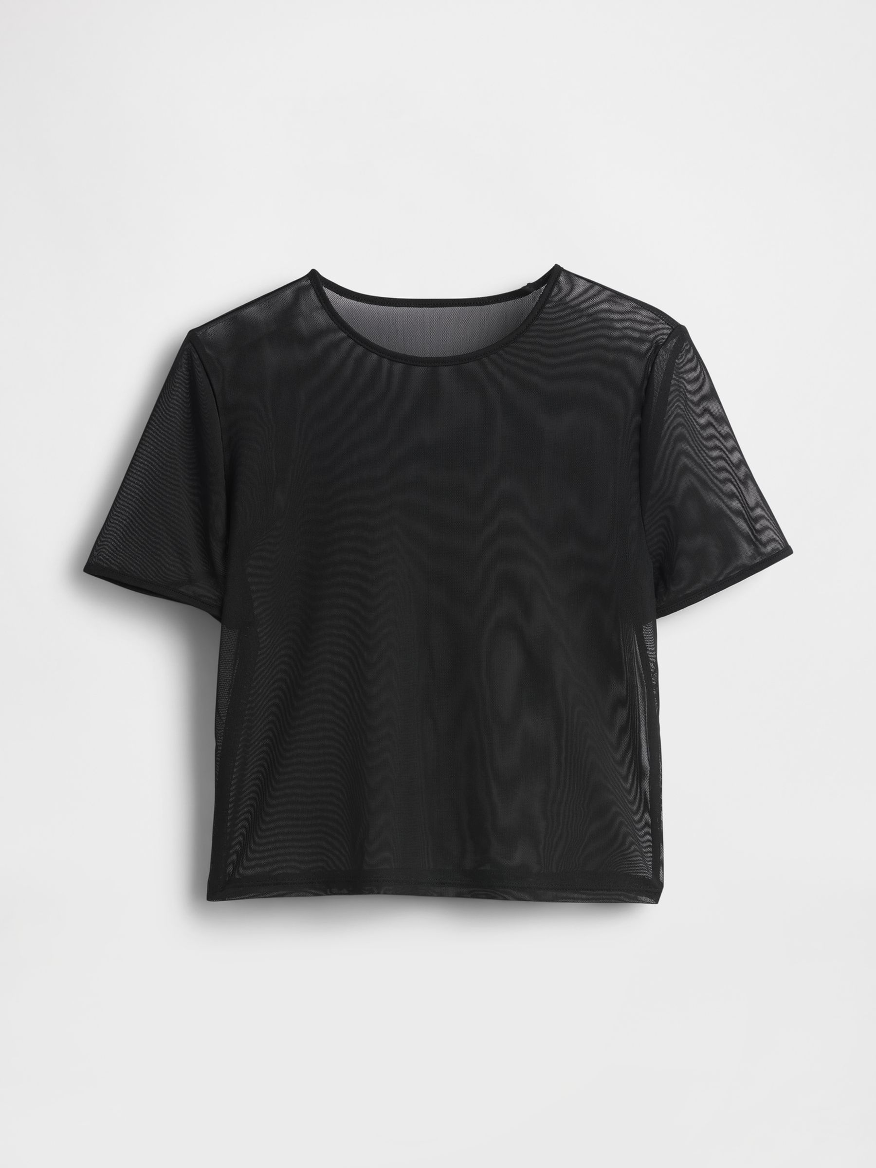Black Soft Stretch Mesh Cropped T-Shirt - Image 5 of 5