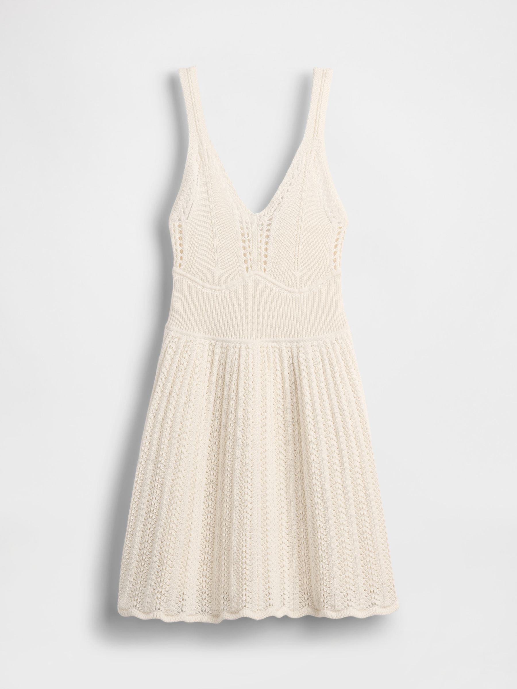 Beige Crochet Sleeveless Mini Dress - Image 5 of 5