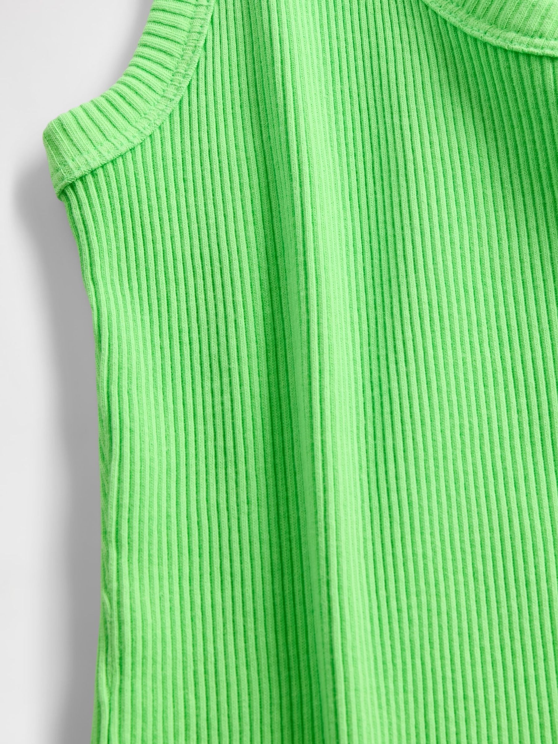 Green Neon Ribbed Knit Cotton Stretch Scoop Vest - Image 5 of 5