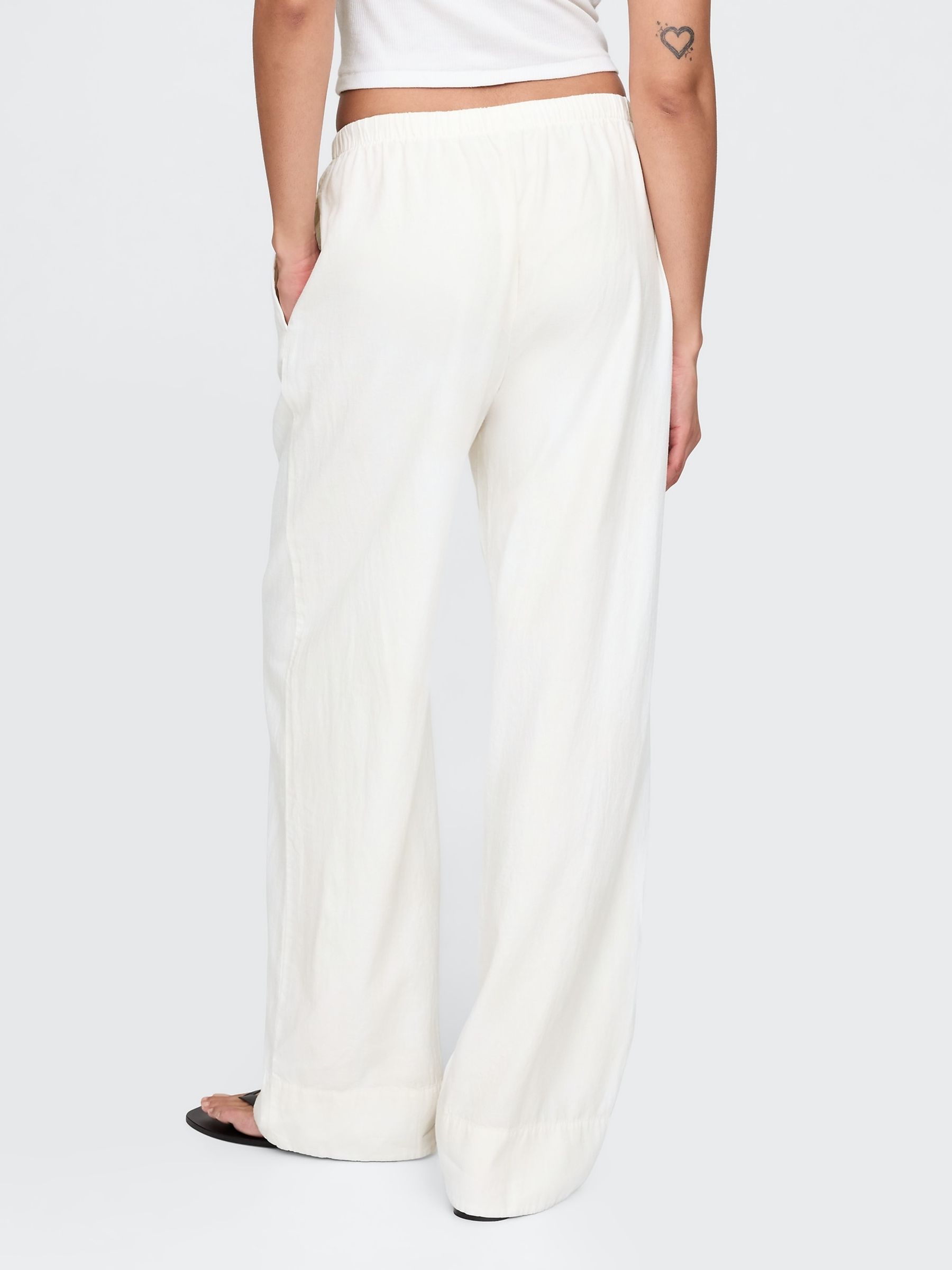 White Heavyweight Linen-Blend Easy Wide-Hem Trousers - Image 2 of 5