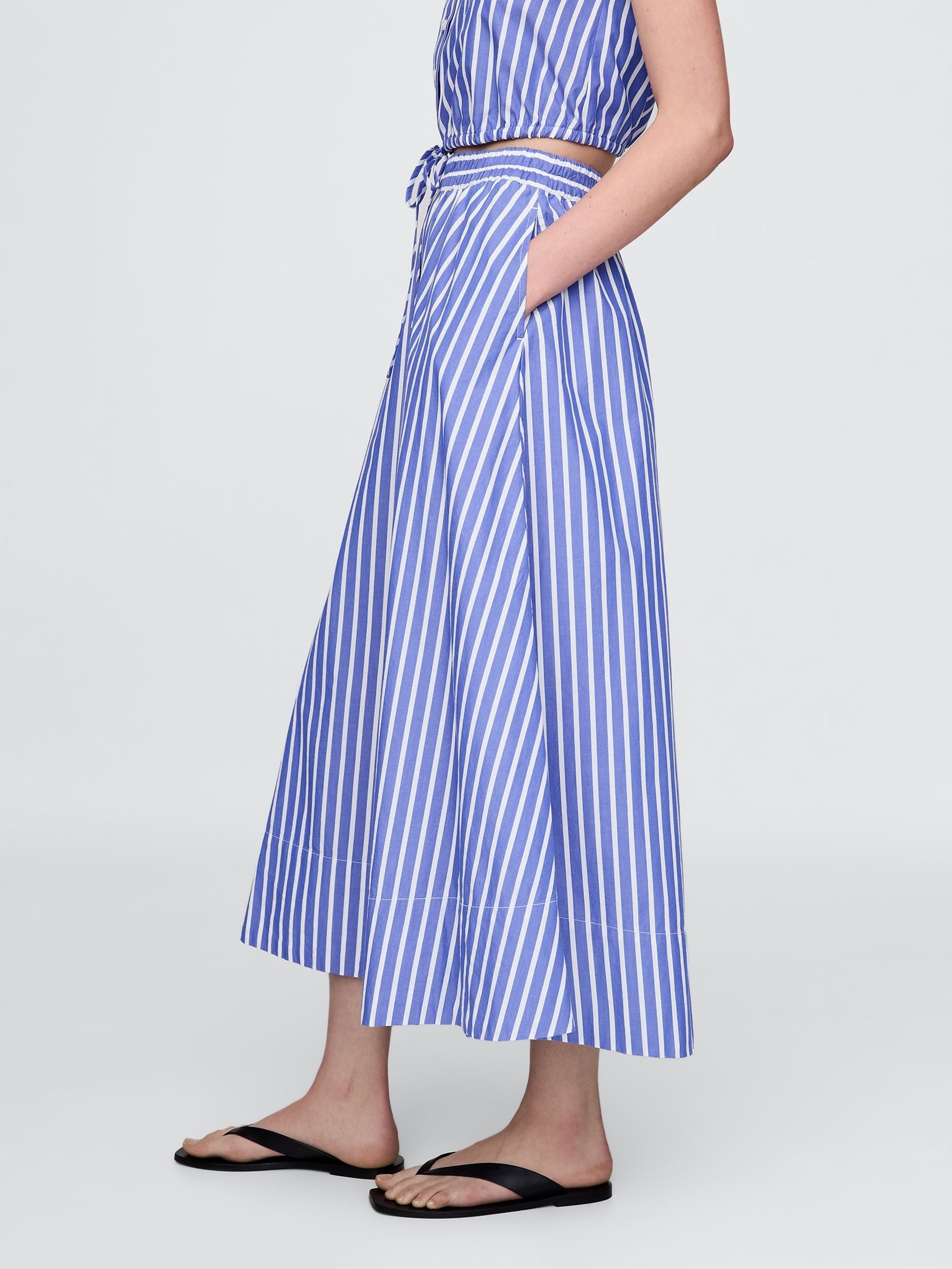 Blue Stripe Poplin Maxi Skirt - Image 3 of 5
