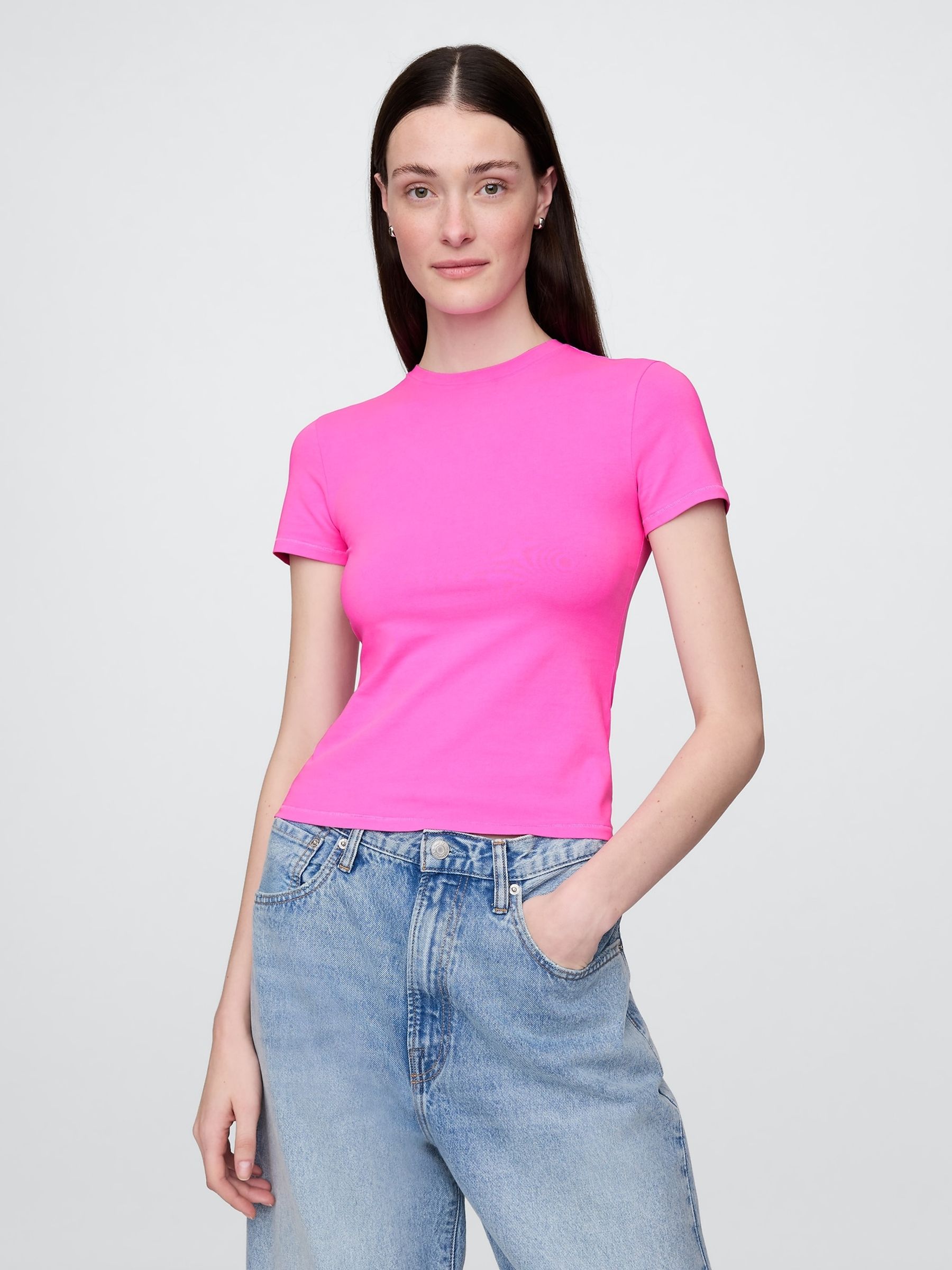 Pink CloseKnit Jersey Short Sleeve Crew Neck T-Shirt - Image 1 of 5