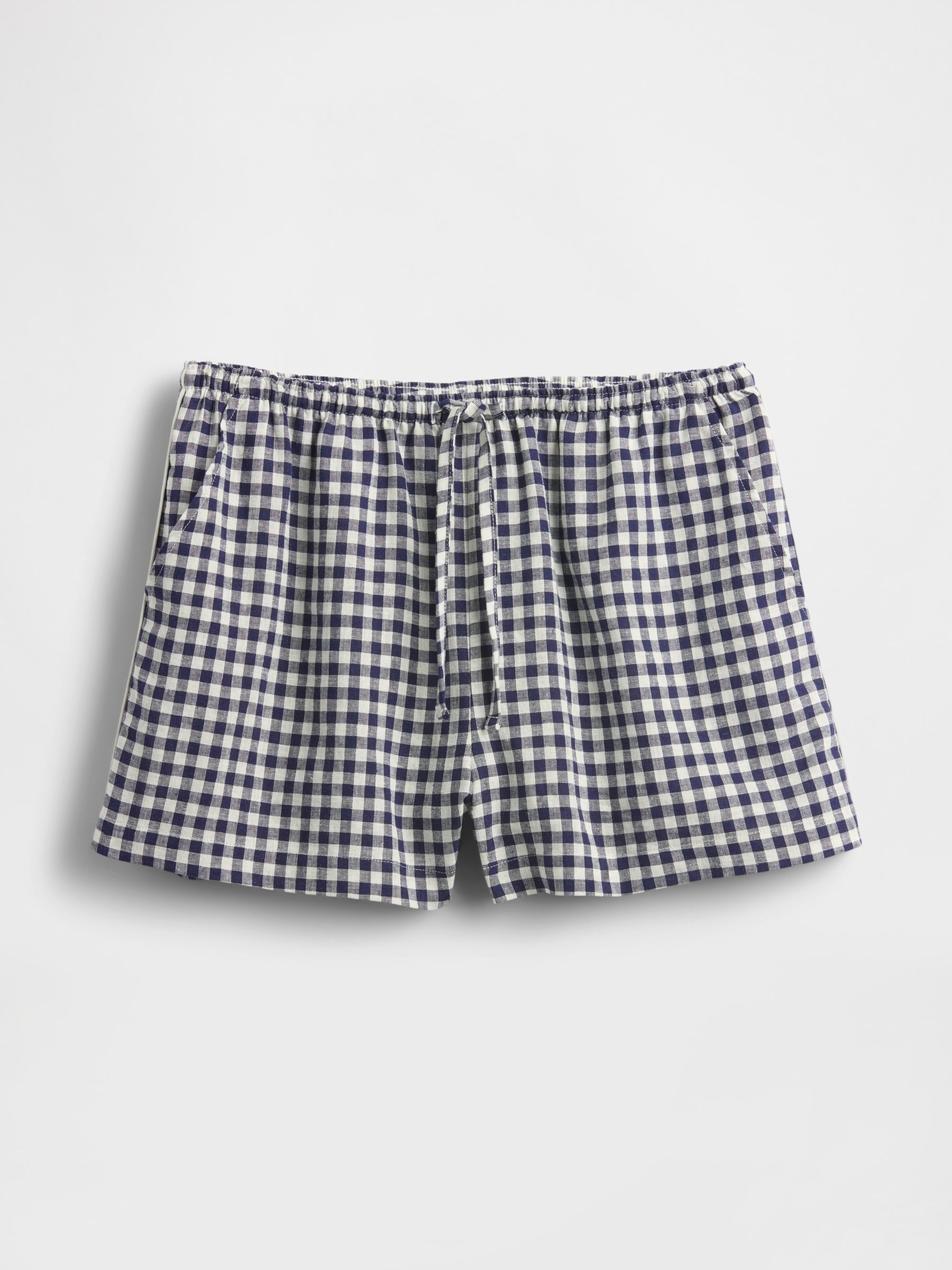 Blue Gingham Short Linen Blend Pyjama Bottoms - Image 3 of 4