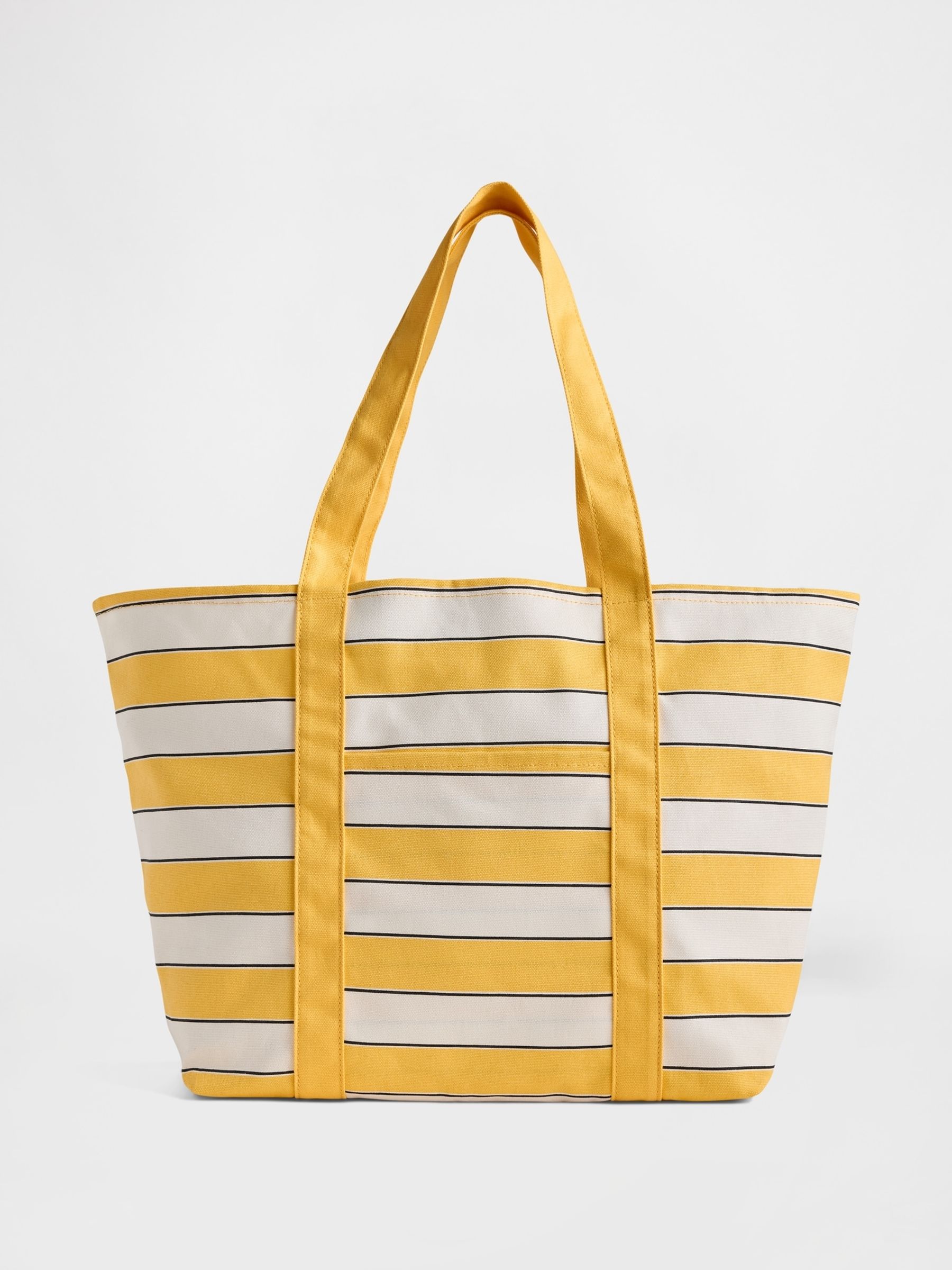 Yellow & White Canvas Stripe Tote Bag - Image 1 of 4