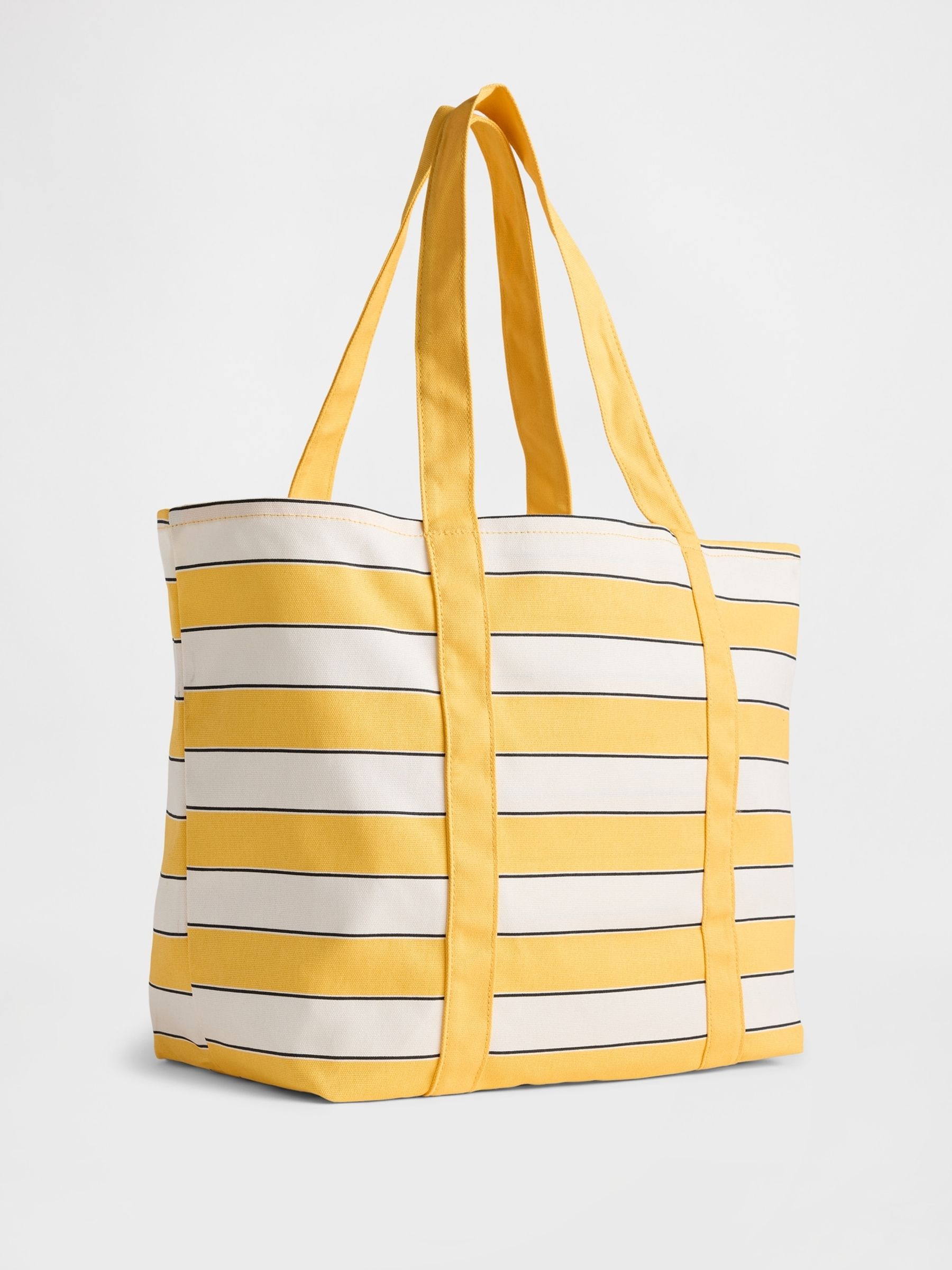 Yellow & White Canvas Stripe Tote Bag - Image 2 of 4