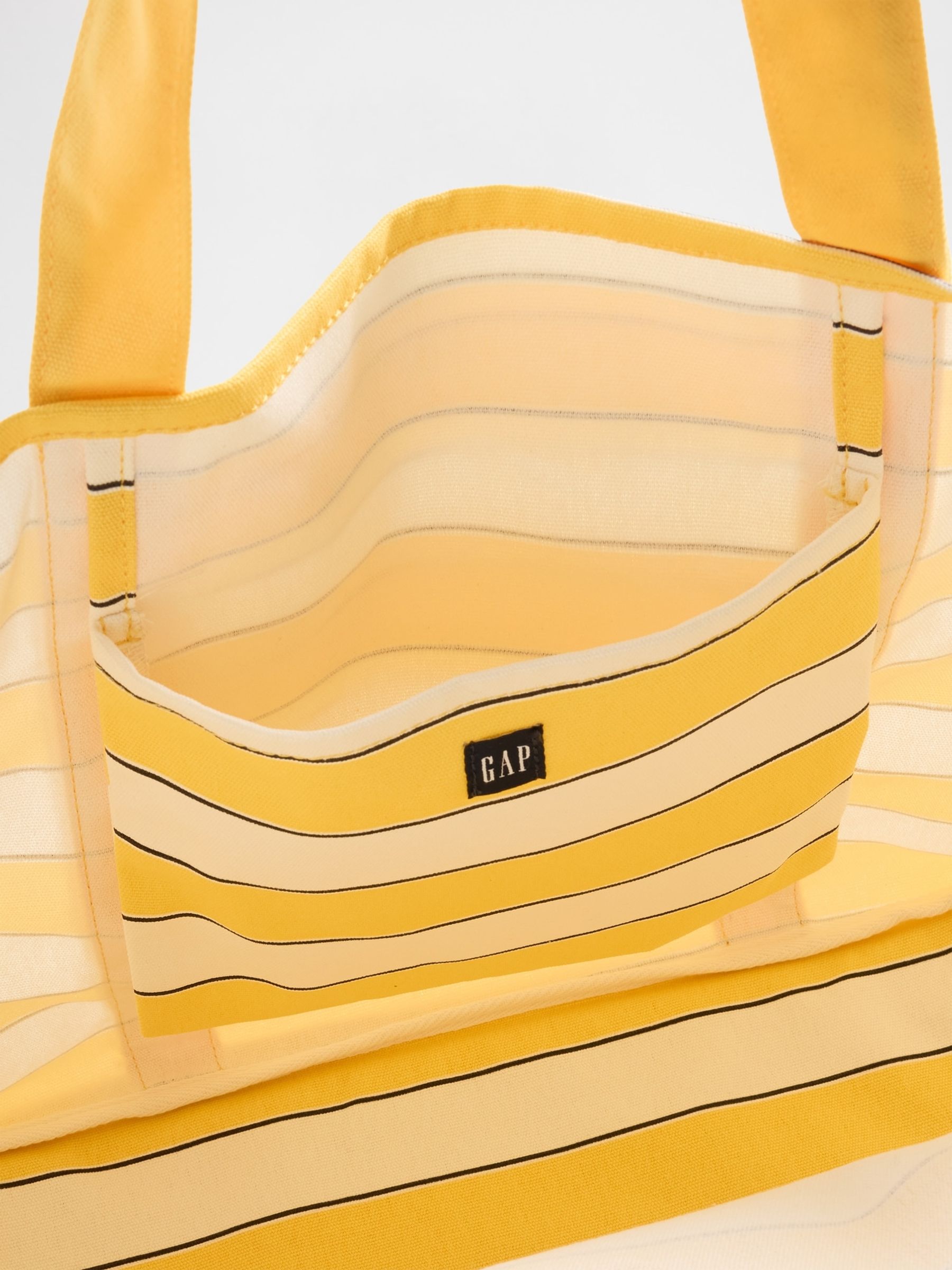 Yellow & White Canvas Stripe Tote Bag - Image 3 of 4