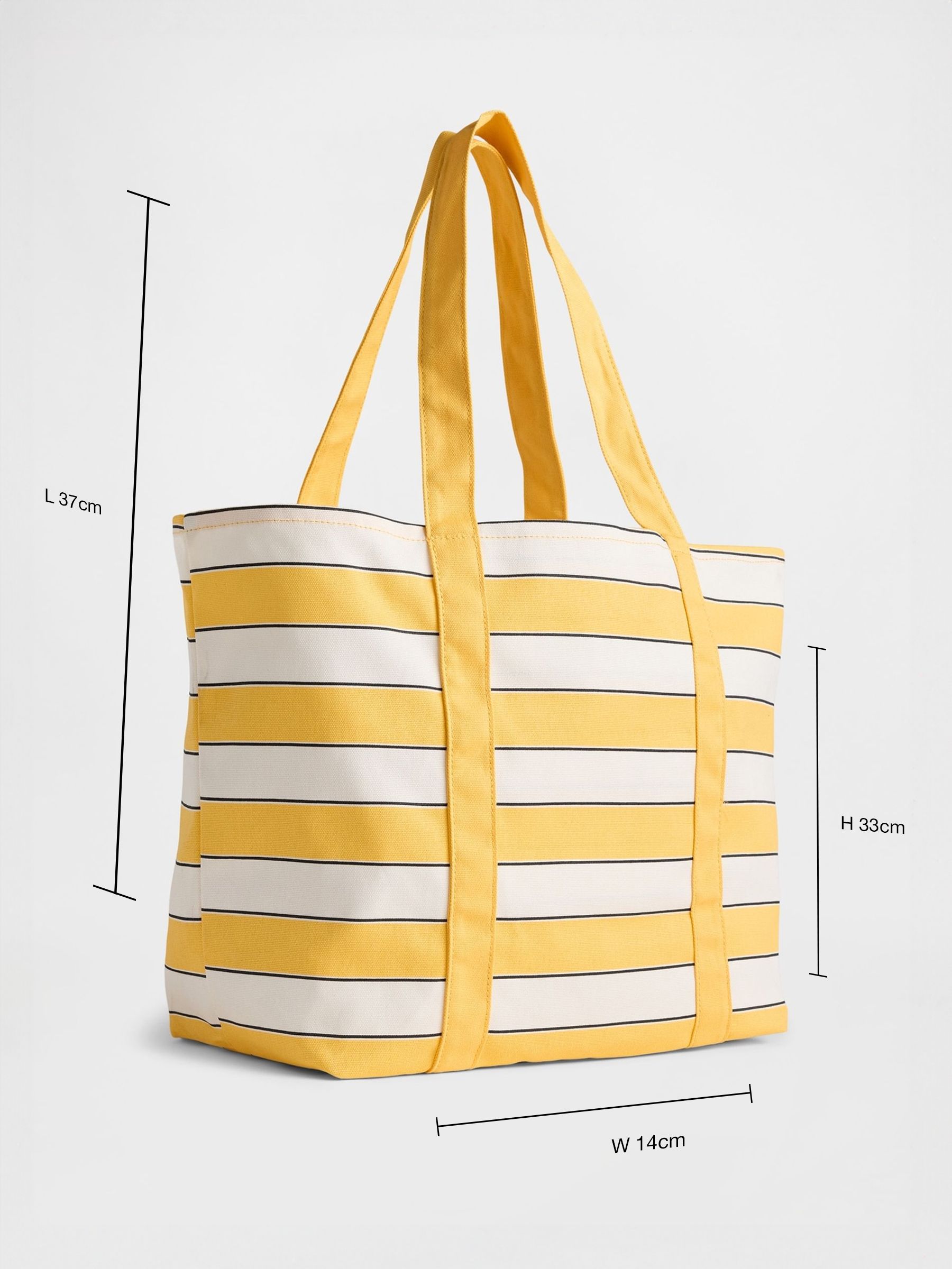 Yellow & White Canvas Stripe Tote Bag - Image 4 of 4