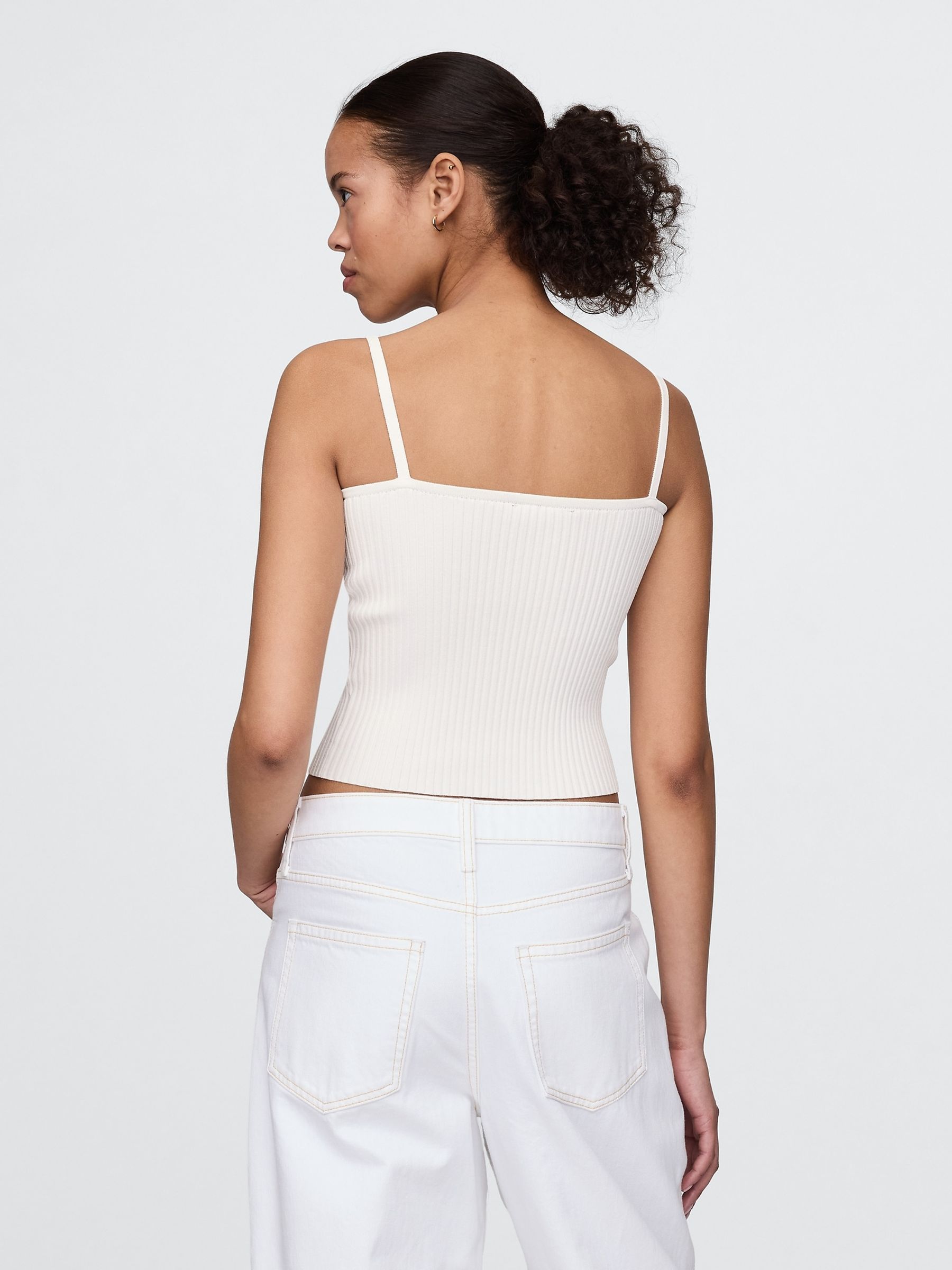 White Cropped Rib Vest - Image 2 of 5