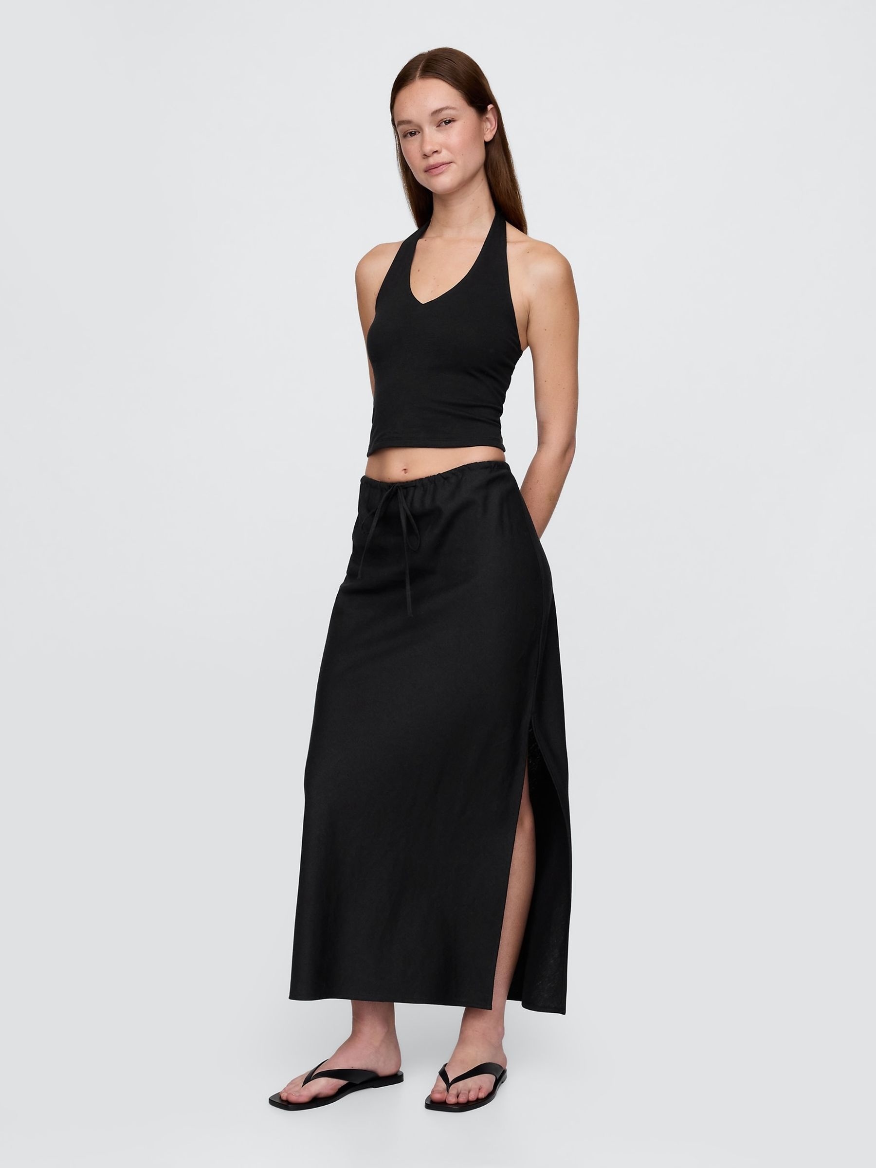 Black CloseKnit Cropped Halter Neck Top - Image 3 of 4