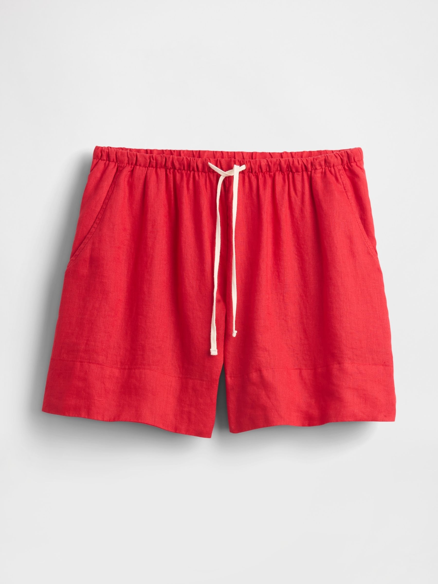 Red 100% Linen Easy Shorts - Image 5 of 5
