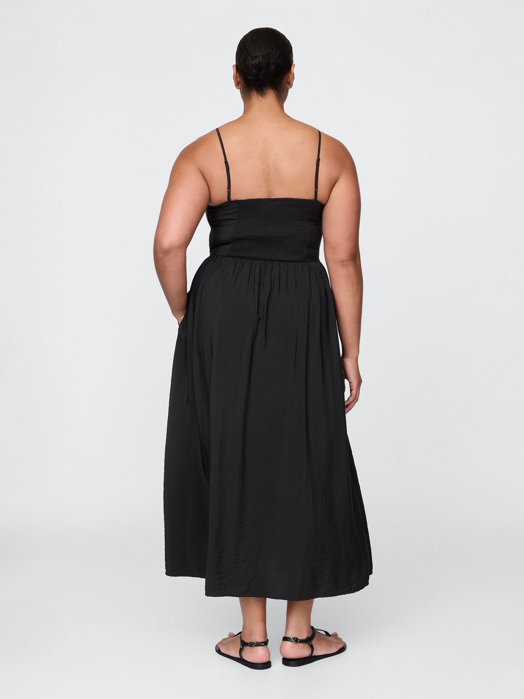 Black Linen-Blend Drop-Waist Maxi Summer Dress - Image 5 of 5