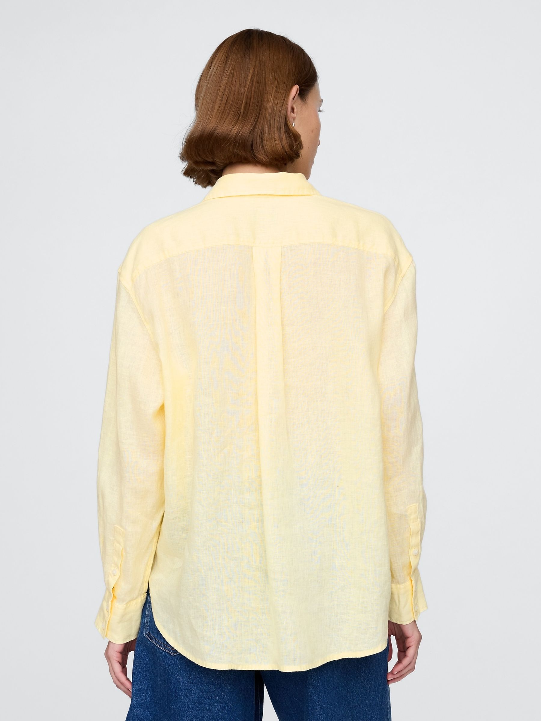 Yellow 100% Linen Oversized Shirt - Image 2 of 2
