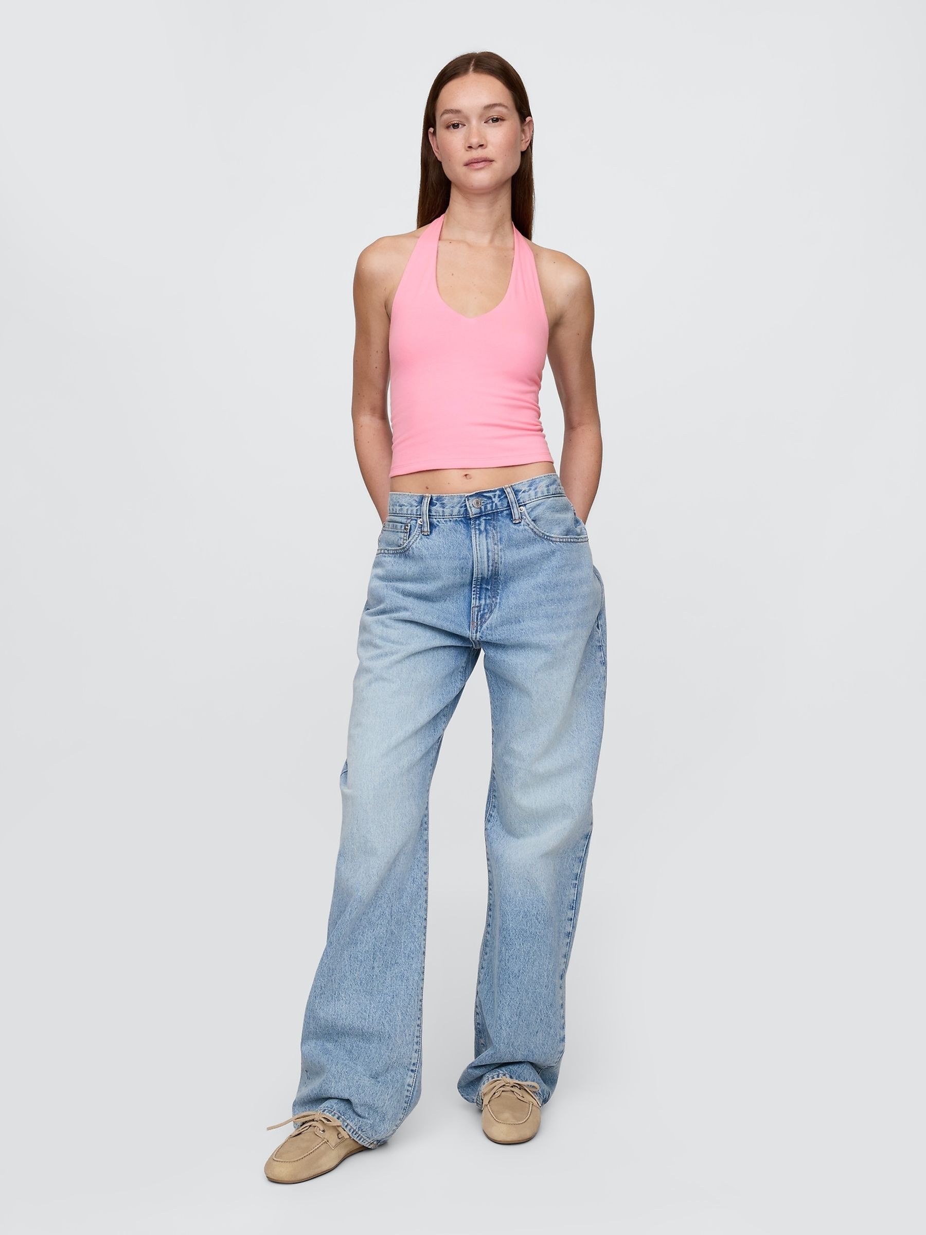 Pink CloseKnit Cropped Halter Neck Top - Image 3 of 4