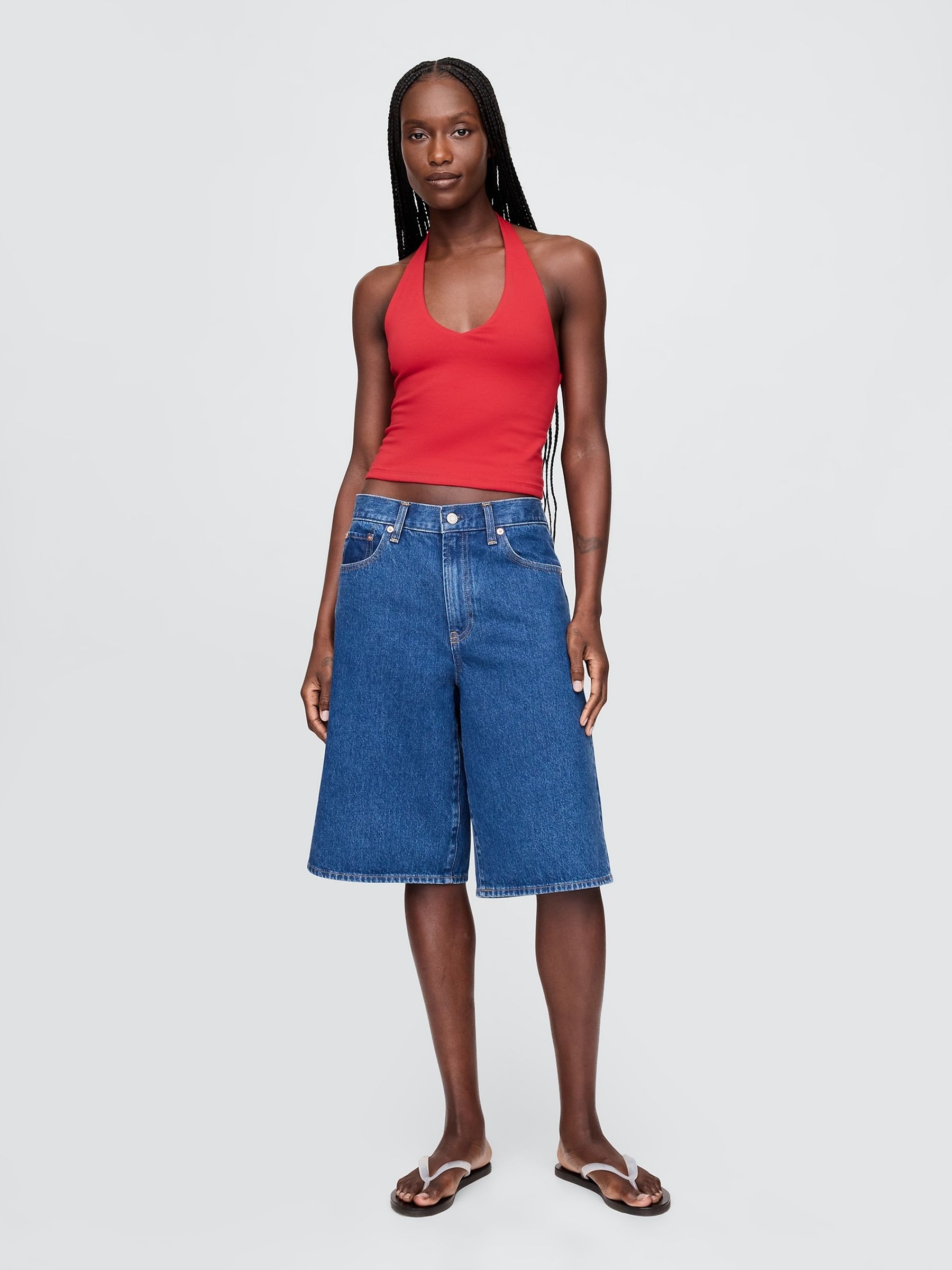 Red CloseKnit Cropped Halter Neck Top - Image 3 of 4