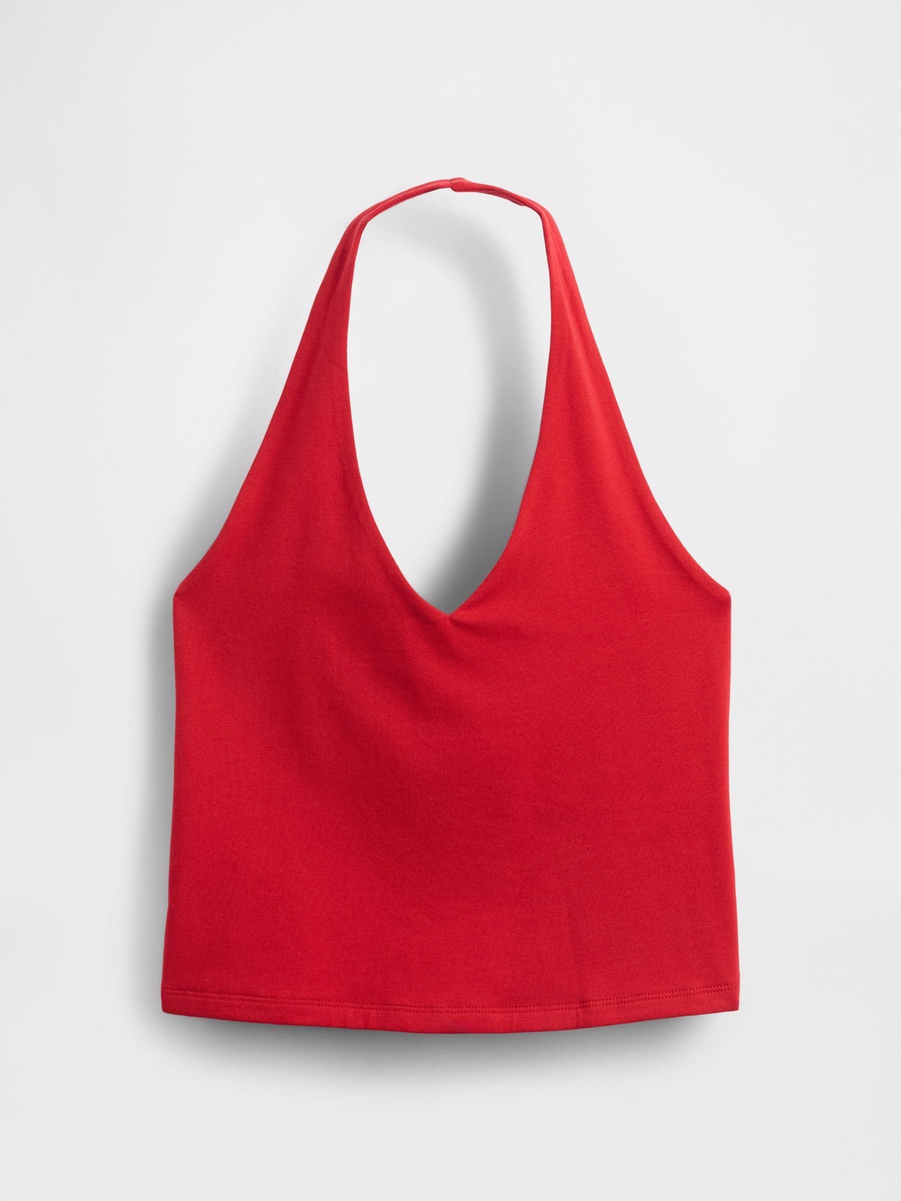 Red CloseKnit Cropped Halter Neck Top - Image 4 of 4