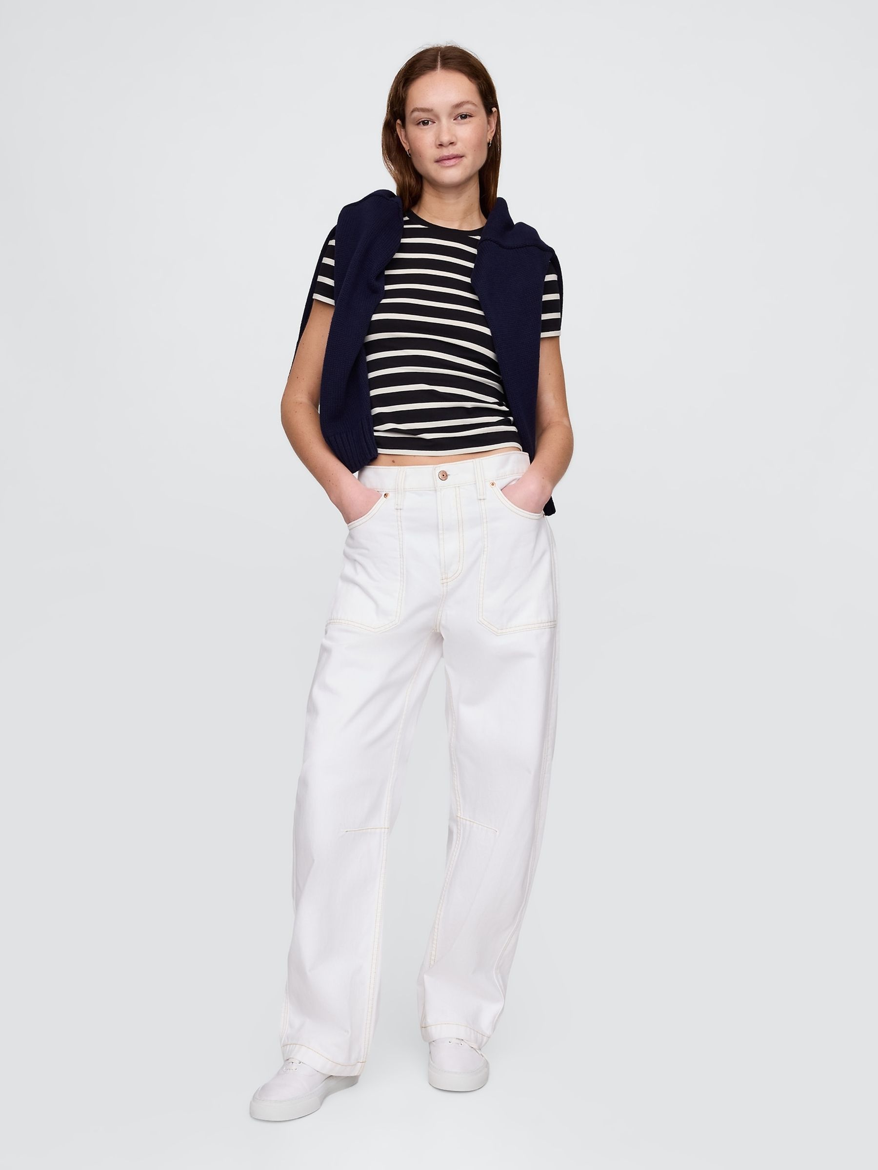 Black/White Stripe CloseKnit Jersey Short Sleeve Crew Neck T-Shirt - Image 3 of 5