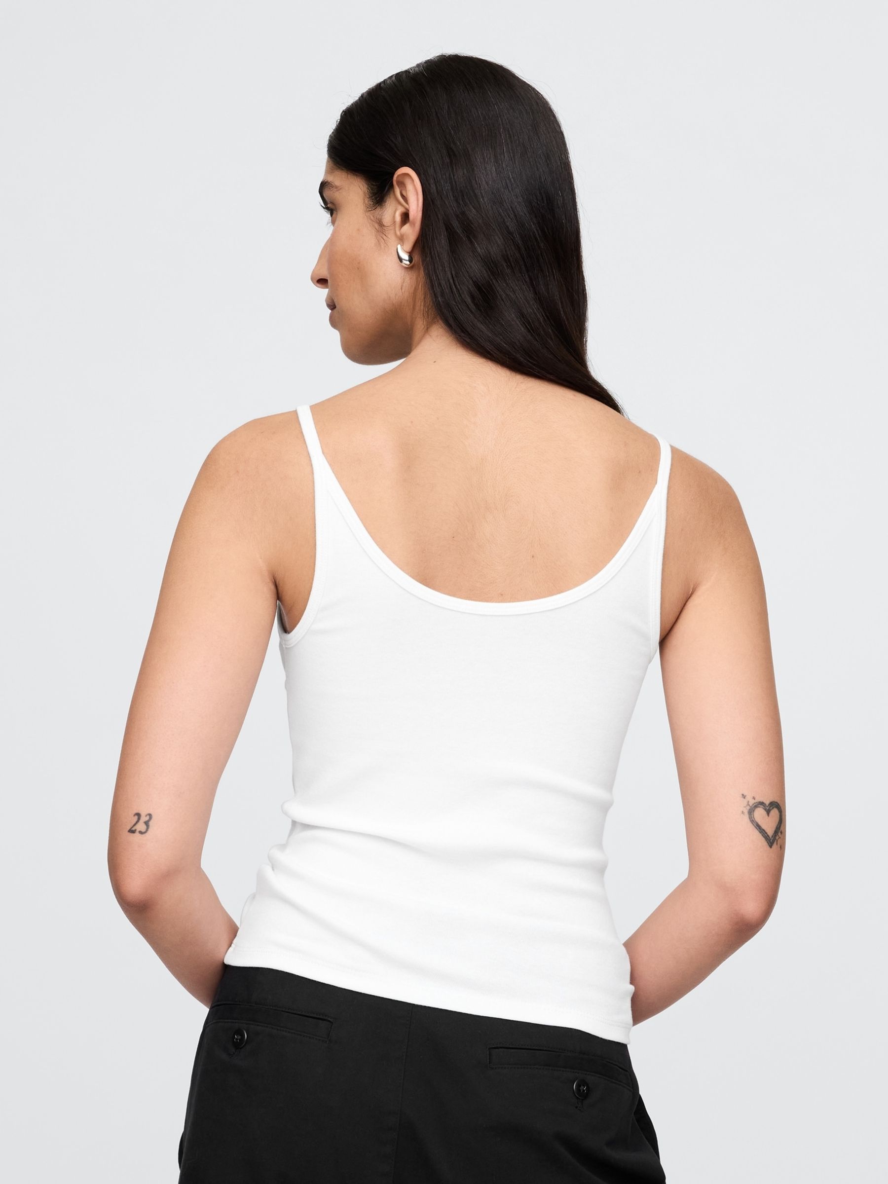 White Modern Cropped Cami Top - Image 2 of 5