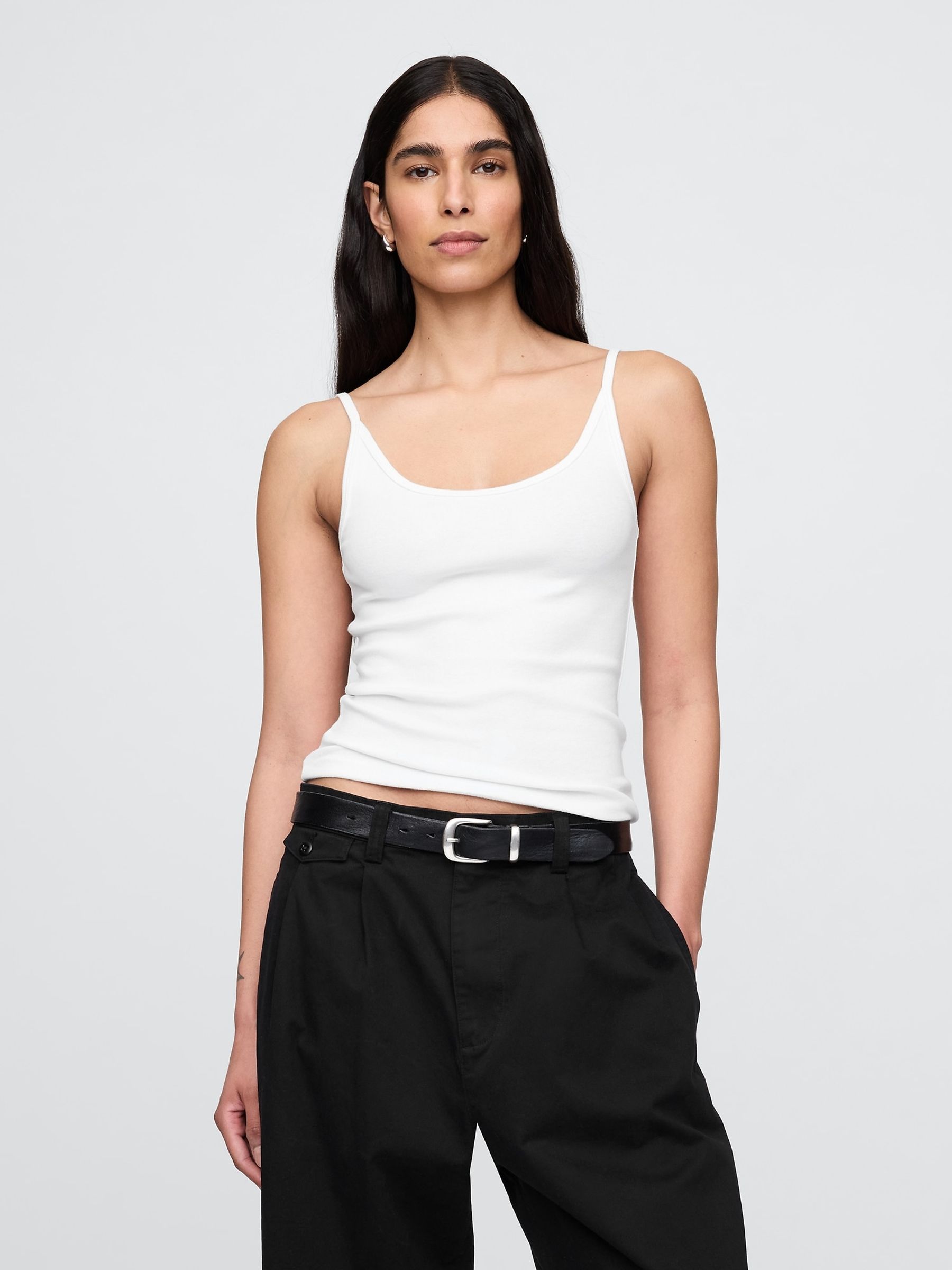 White Modern Cropped Cami Top - Image 3 of 5