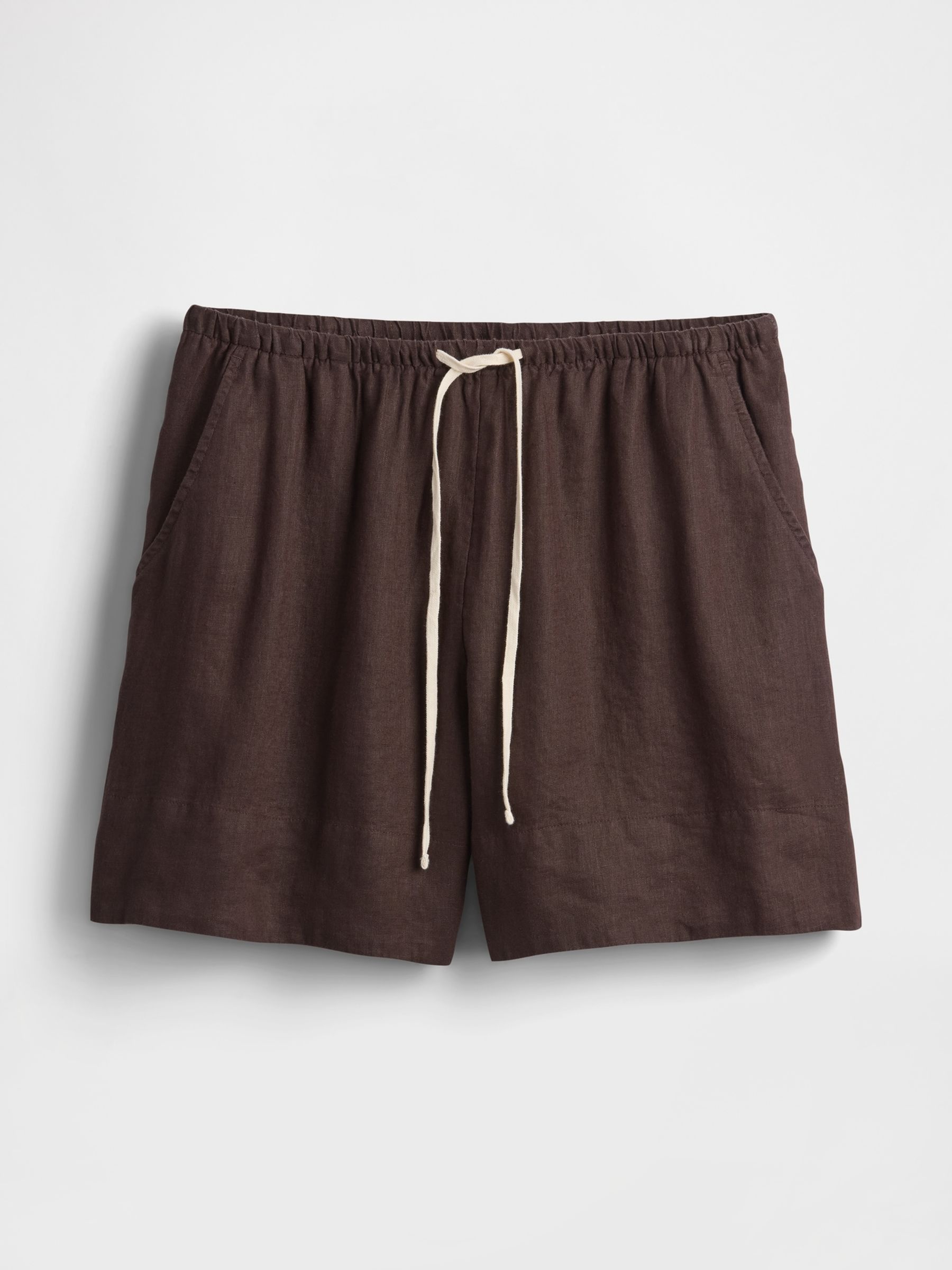 Brown 100% Linen Easy Shorts - Image 5 of 5