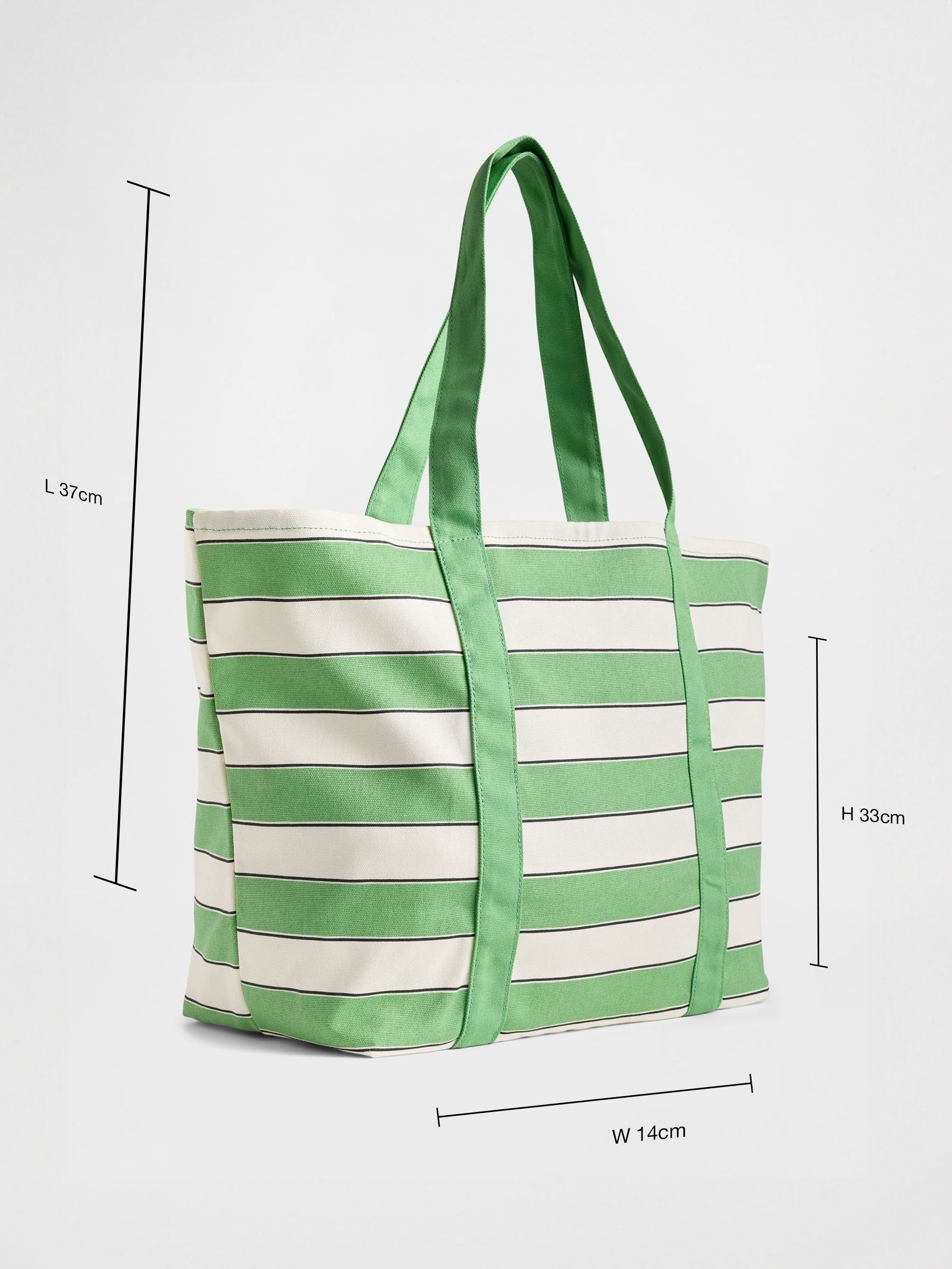 Green & White Canvas Stripe Tote Bag - Image 4 of 4