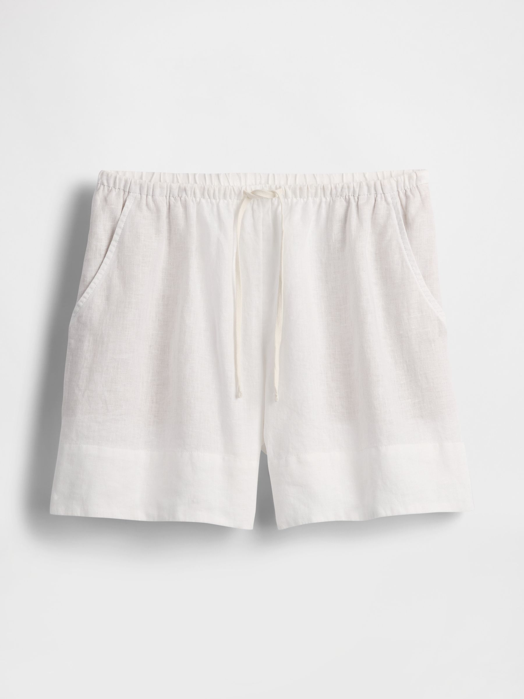 White 100% Linen Easy Shorts - Image 5 of 5
