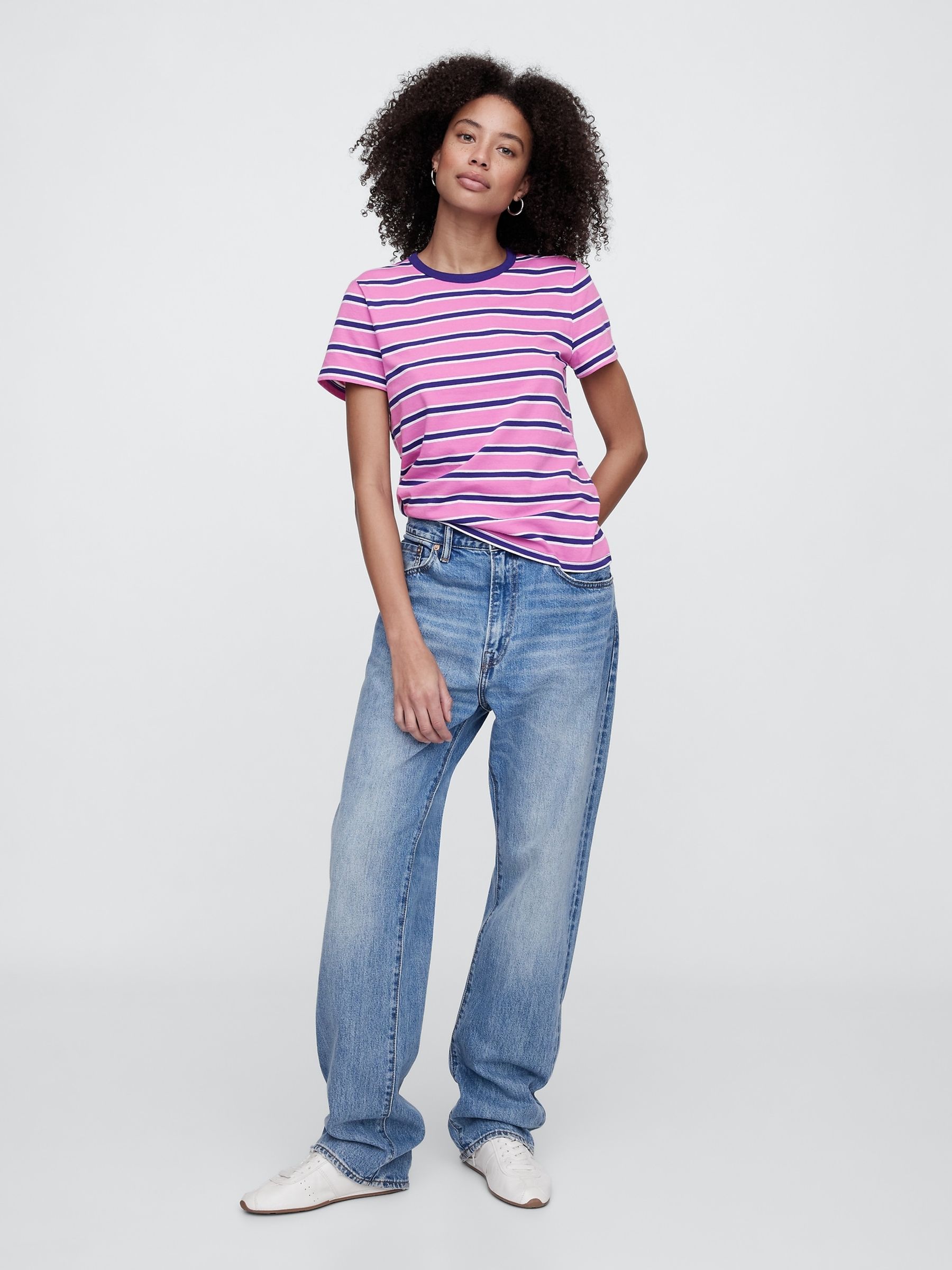 Pink Stripe Favourite Crew Neck Short Sleeve T-Shirt - Image 3 of 5
