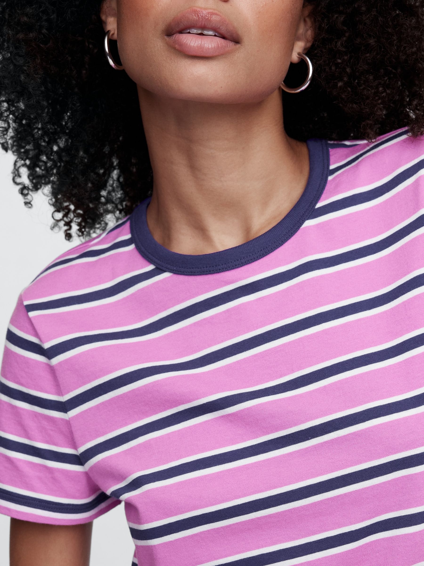 Pink Stripe Favourite Crew Neck Short Sleeve T-Shirt - Image 4 of 5