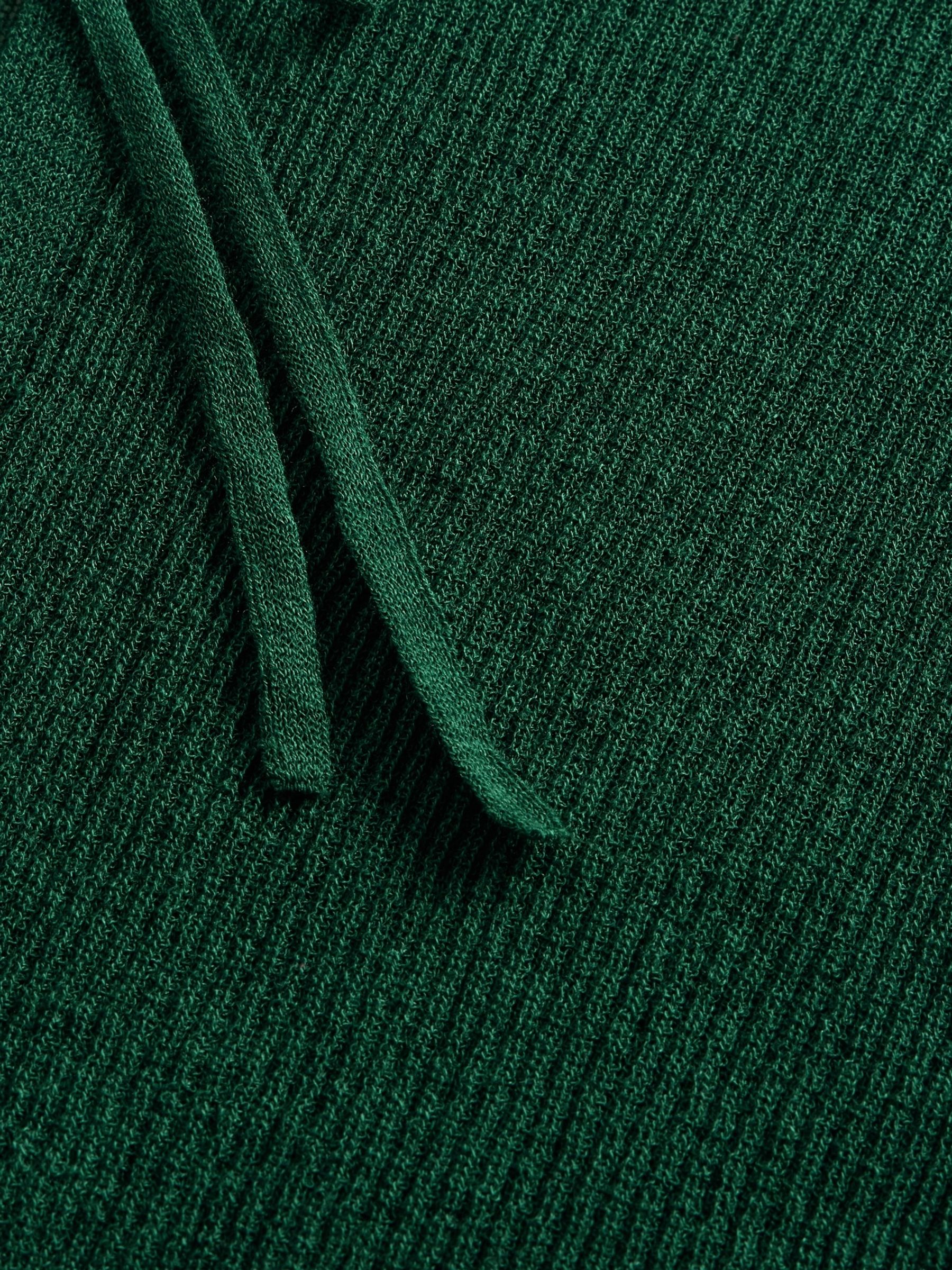 Green Sheer Rib Cropped Tie-Front Cardigan - Image 5 of 5