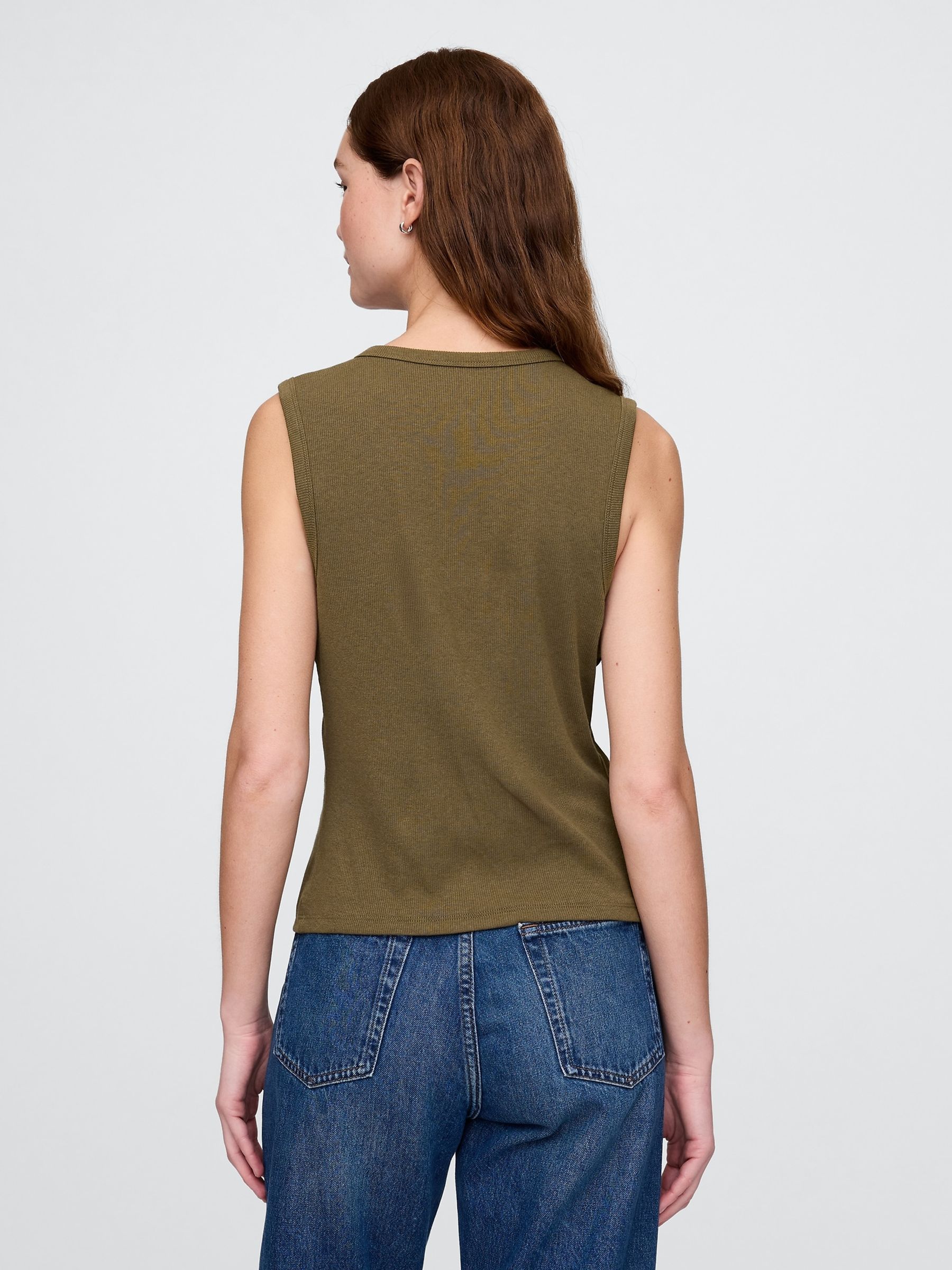 Green Modern Rib Cardigan Vest - Image 2 of 5
