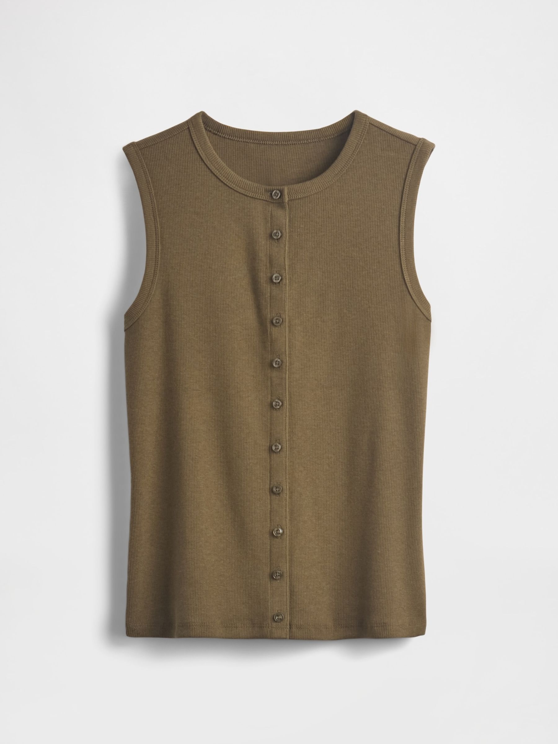 Green Modern Rib Cardigan Vest - Image 5 of 5