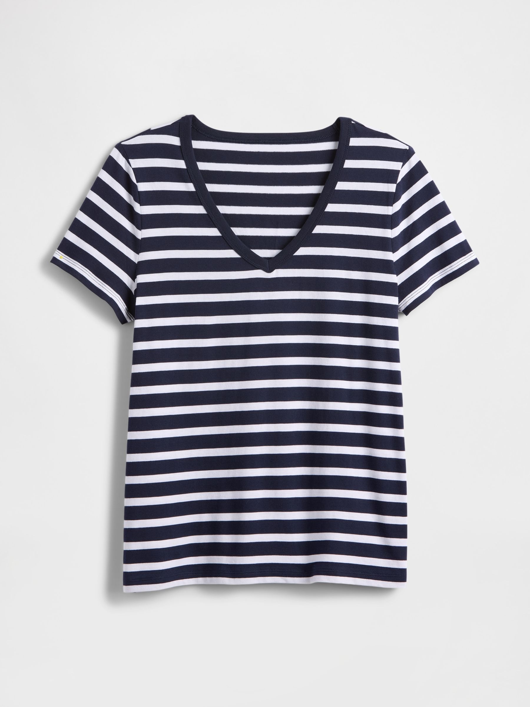 Navy Blue Stripe Favourite V-Neck T-Shirt - Image 5 of 5