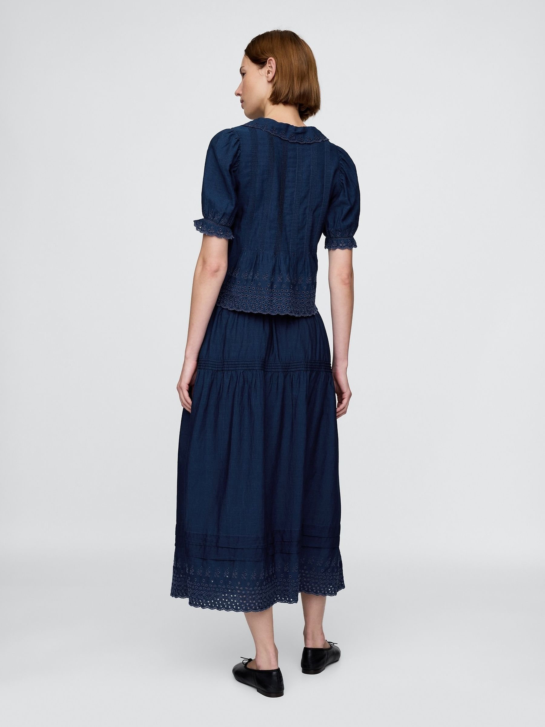 Blue DÔEN Eyelet Maxi Skirt - Image 2 of 5