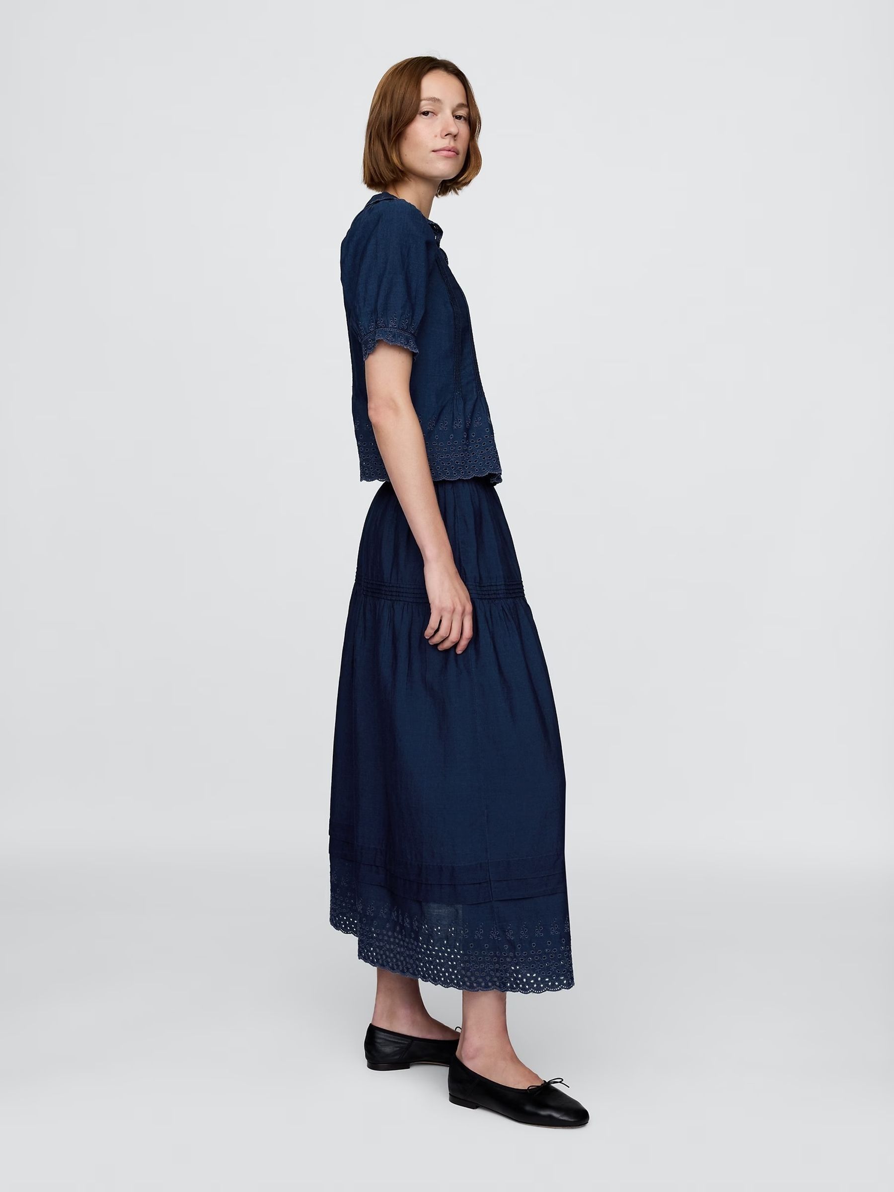 Blue DÔEN Eyelet Maxi Skirt - Image 3 of 5