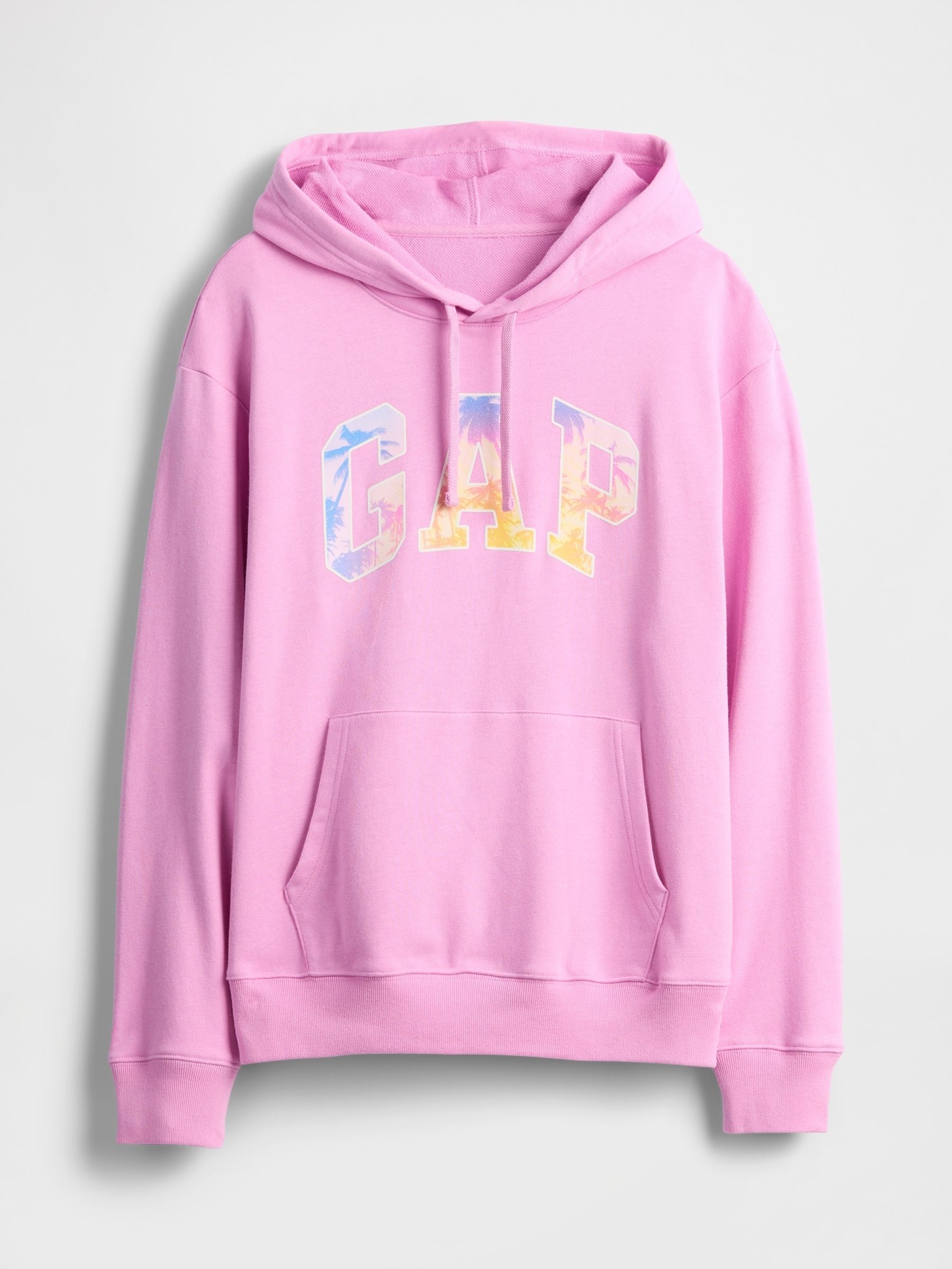 Pink Palm Print Pullover Relaxed Logo Hoodie - Image 4 of 5