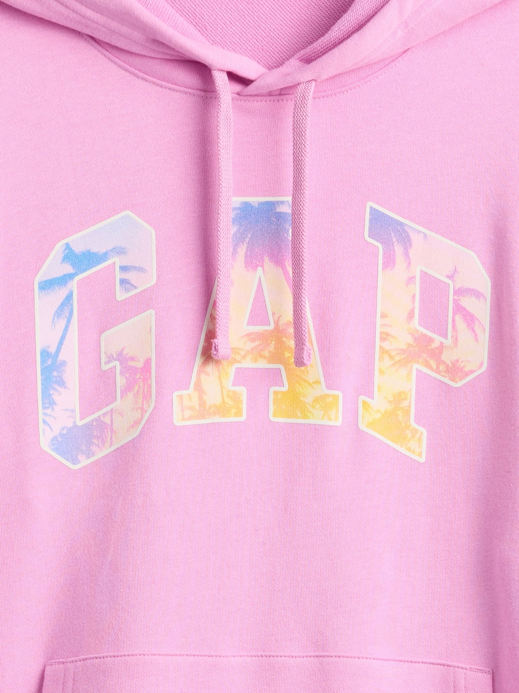 Pink Palm Print Pullover Relaxed Logo Hoodie - Image 5 of 5