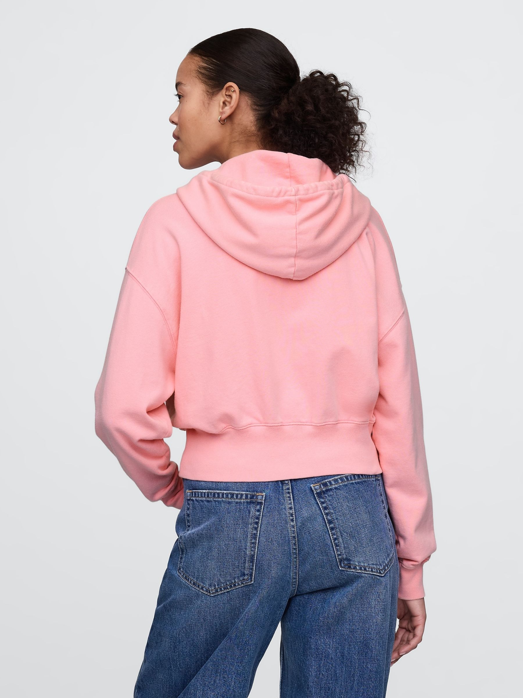 Pink Heavyweight French Terry Oversized Zip Wedge Hoodie - Image 2 of 4